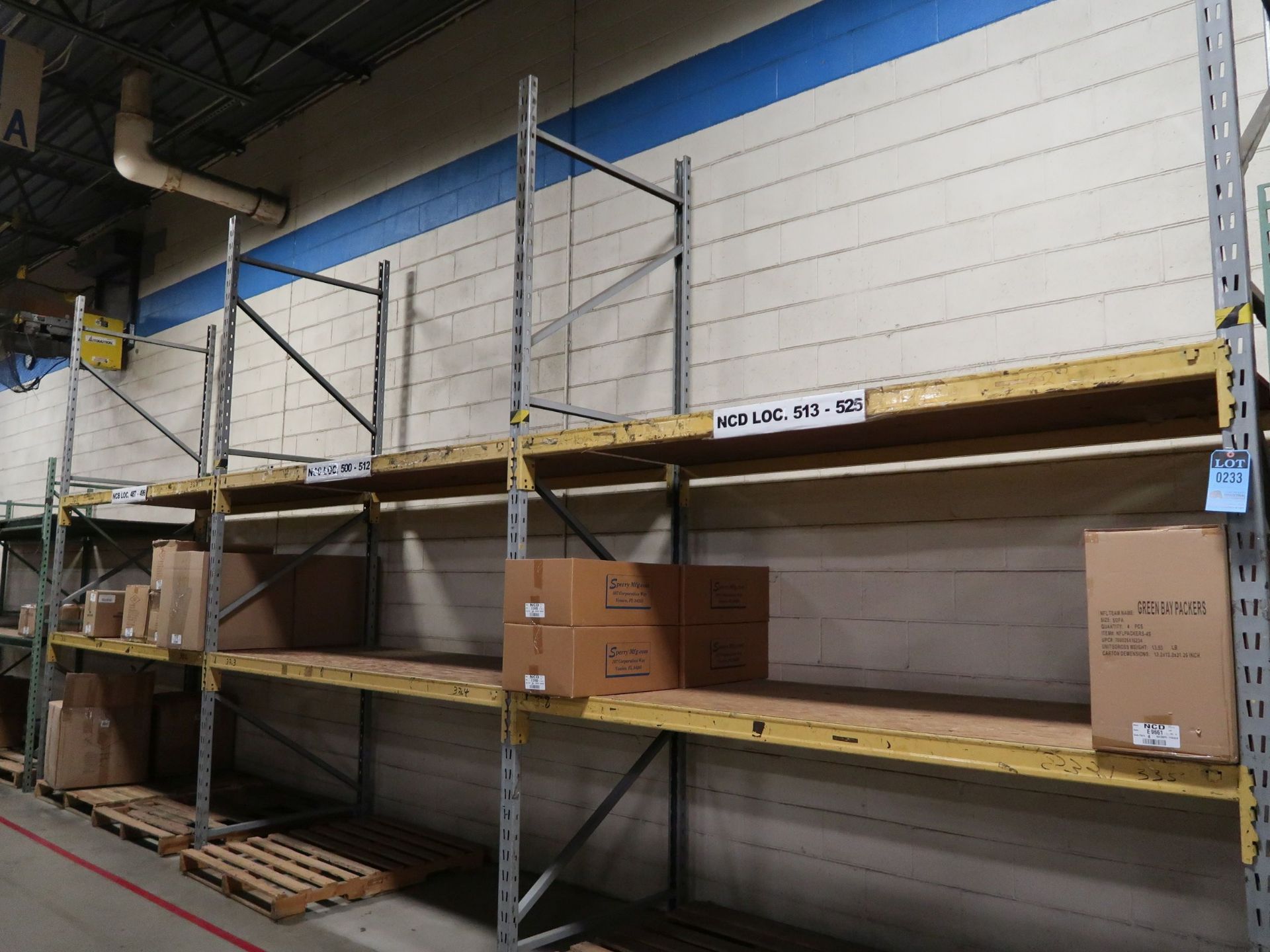 SECTIONS 96" X 42" X 144" ADJUSTABLE BEAM PALLET RACK; (3) 42" X 144" UPRIGHTS, (12) 96" CROSSBEAMS