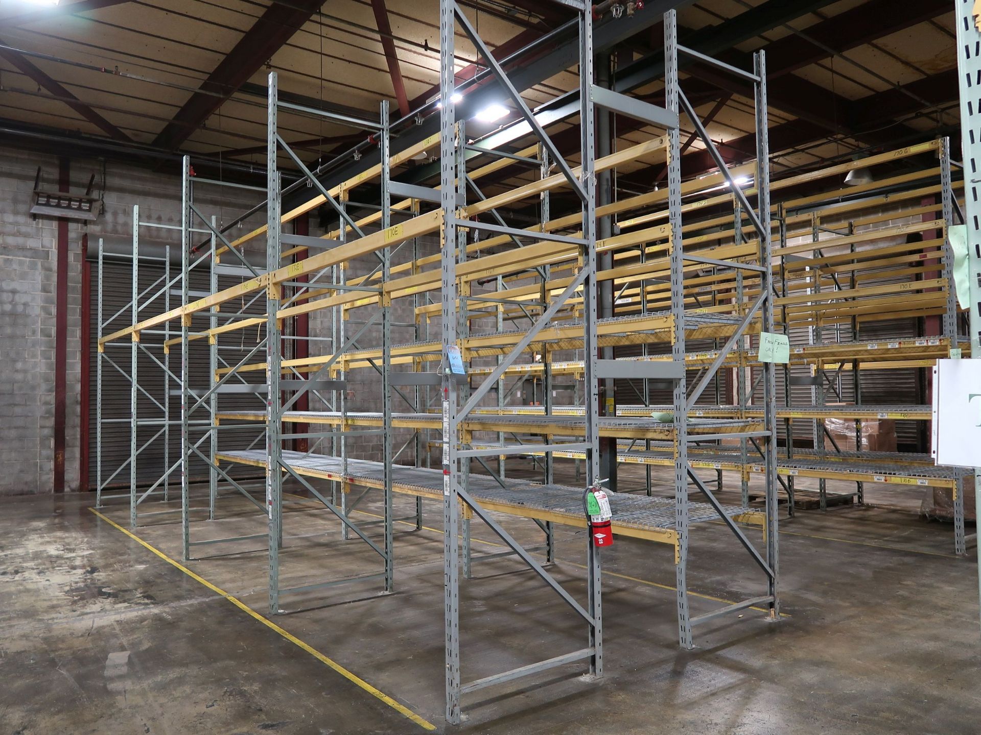 SECTIONS 96" X 42" X 168" ADJUSTABLE BEAM PALLET RACK; (10) 42" X 168" UPRIGHTS, (50) 96" X 3"