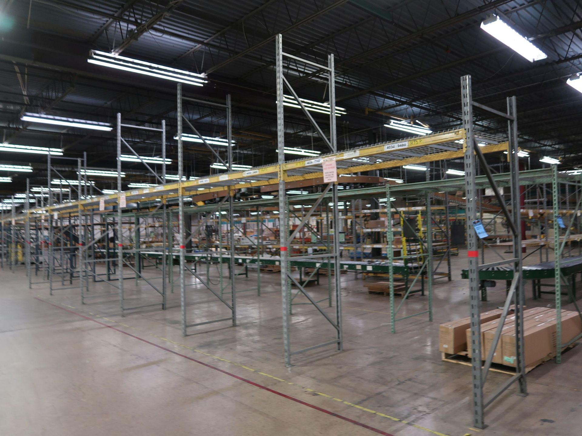 SECTIONS 96" X 42" X 120" ADJUSTABLE BEAM PALLET RACK; (7) 42" X 120" UPRIGHTS, (12) 96" CROSSBEAMS,