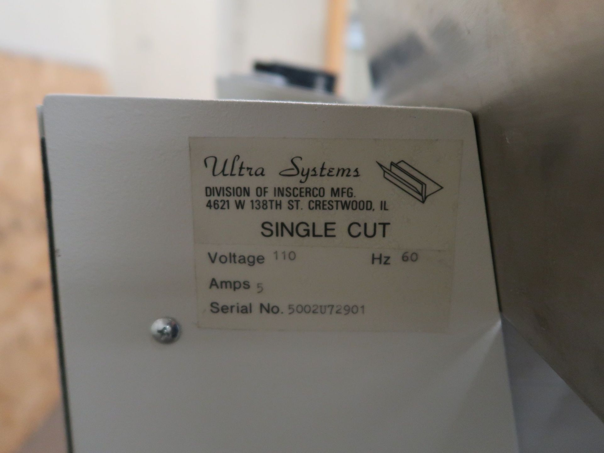 ULTRA SYSTEMS SINGLE CUT ENVELOPE OPENER; S/N 5002U2901 - Image 5 of 5
