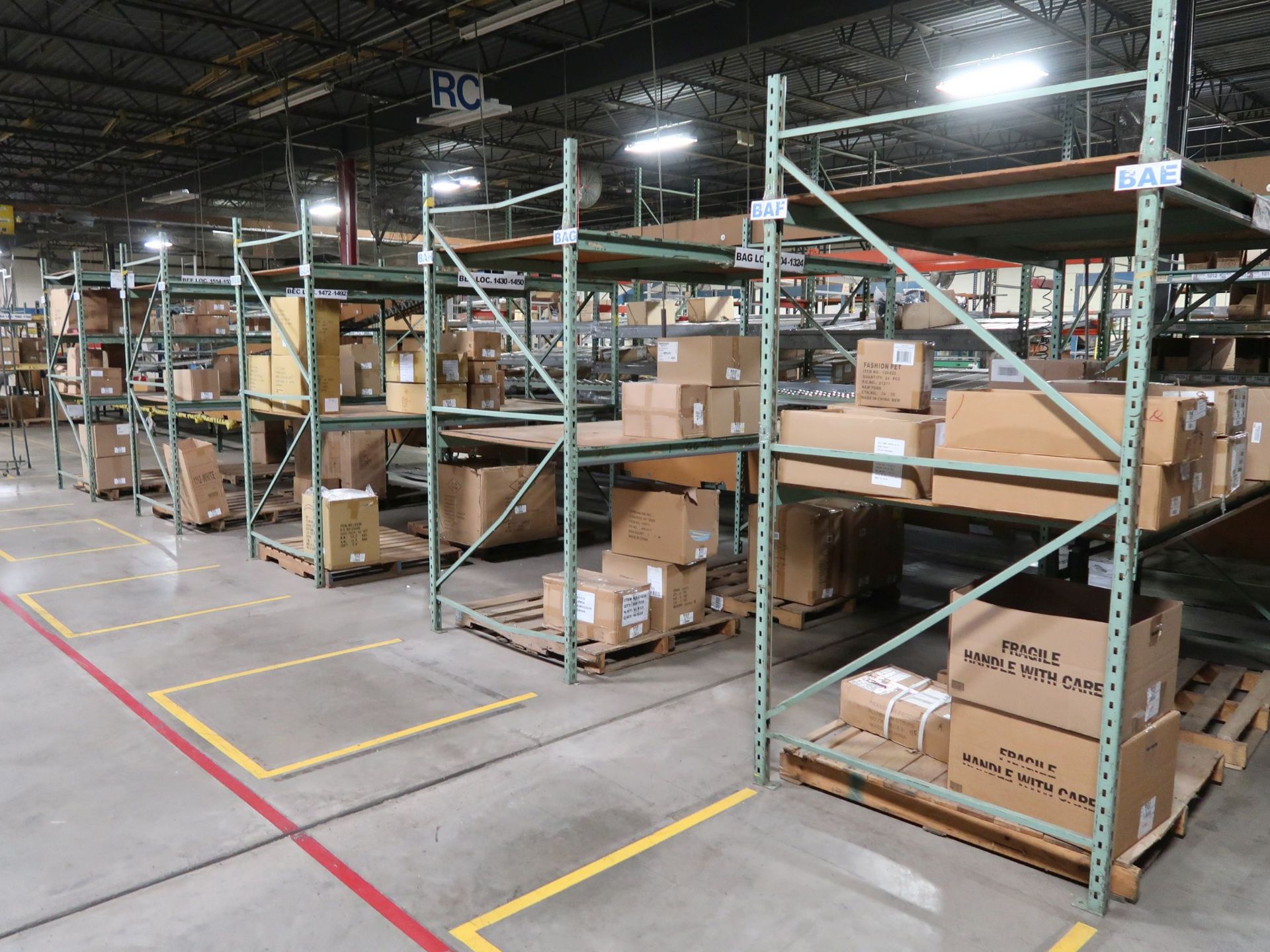 SECTIONS 96" X 48" X 96" ADJUSTABLE BEAM PALLET RACK; (10) SECTIONS 48" X 96" UPRIGHTS, (22) 96"