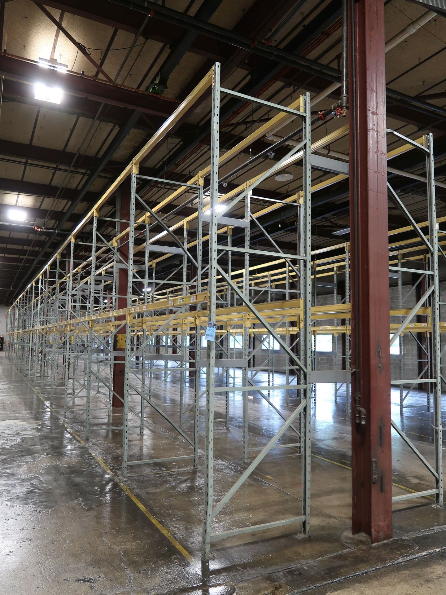 SECTIONS 96" X 42" X 168" ADJUSTABLE BEAM PALLET RACK; (38) 42" X 168" UPRIGHTS, (144) 96" X 3"