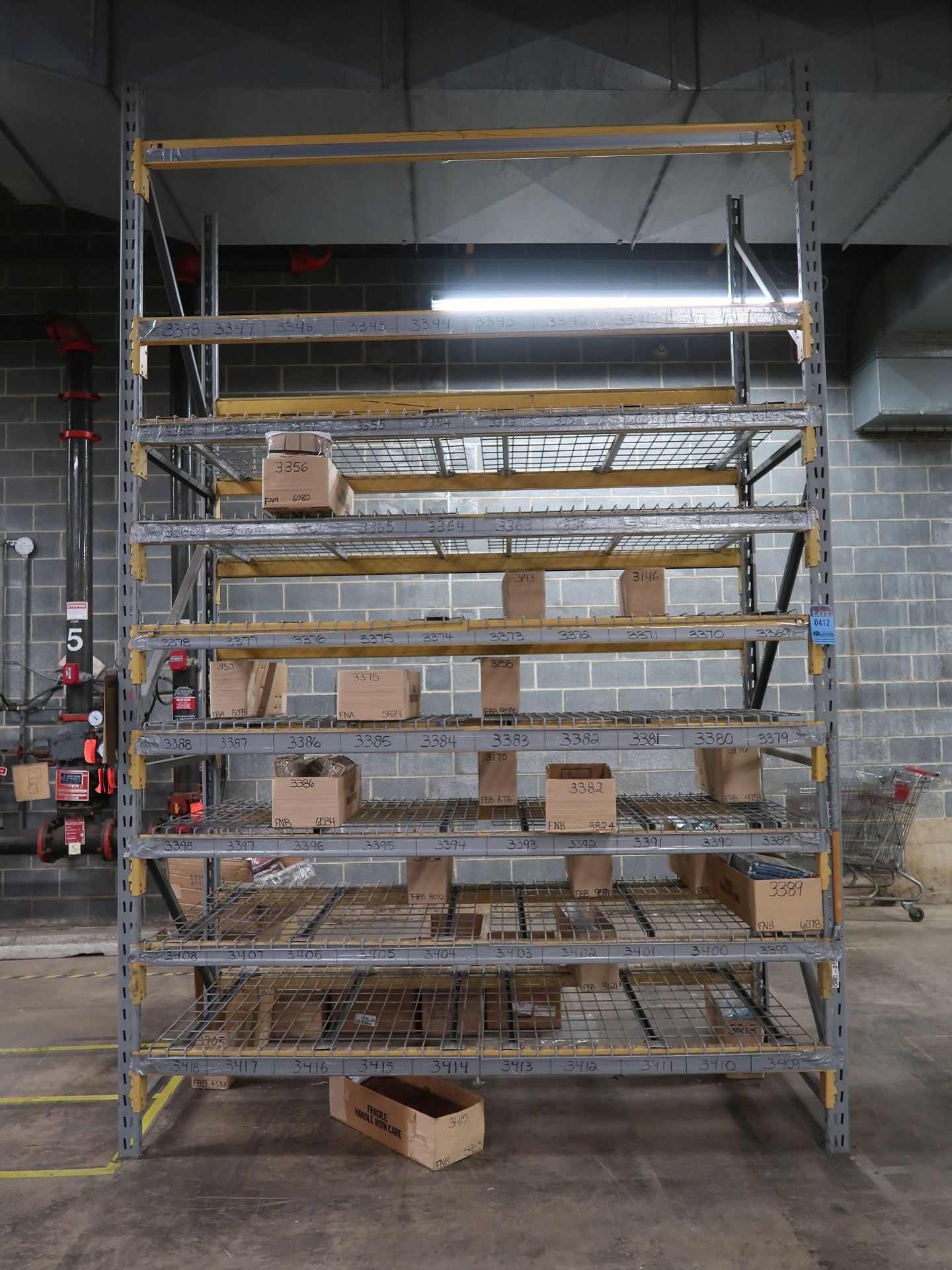 SECTION 96" X 42" X 156" ADJUSTABLE BEAM PALLET RACK; (2) 42" X 156" UPRIGHTS, (17) 96"