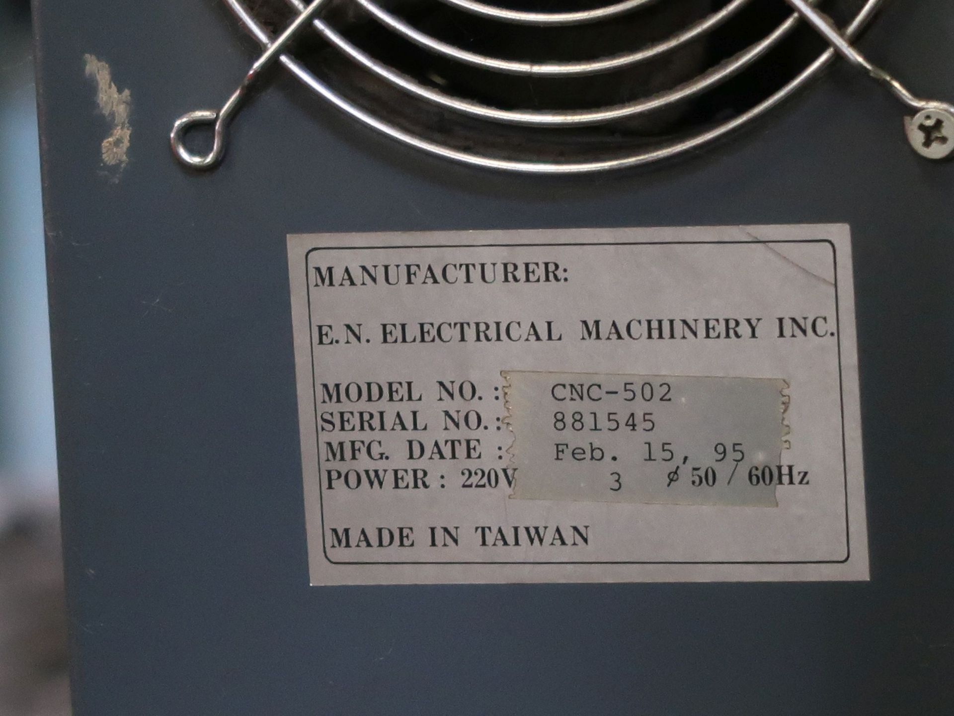 EN ELECTRICAL MODEL CNC-502 CNC SPRING FORMING MACHINE; S/N 881545 (NEW 1995) - Image 8 of 8