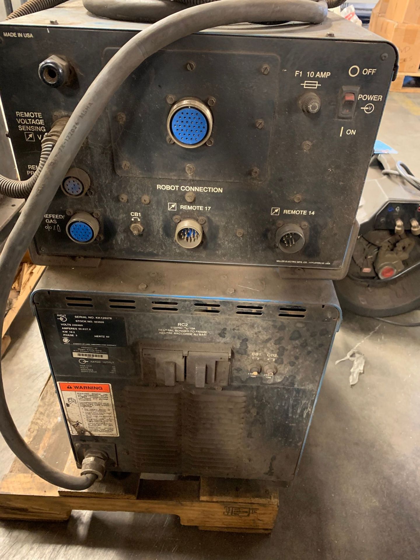 450 AMP MILLER INVISION 456F DC INVERTER ARC WELDING POWER SOURCE; S/N KK125676, WITH MILLER ROBOTIC - Image 3 of 4