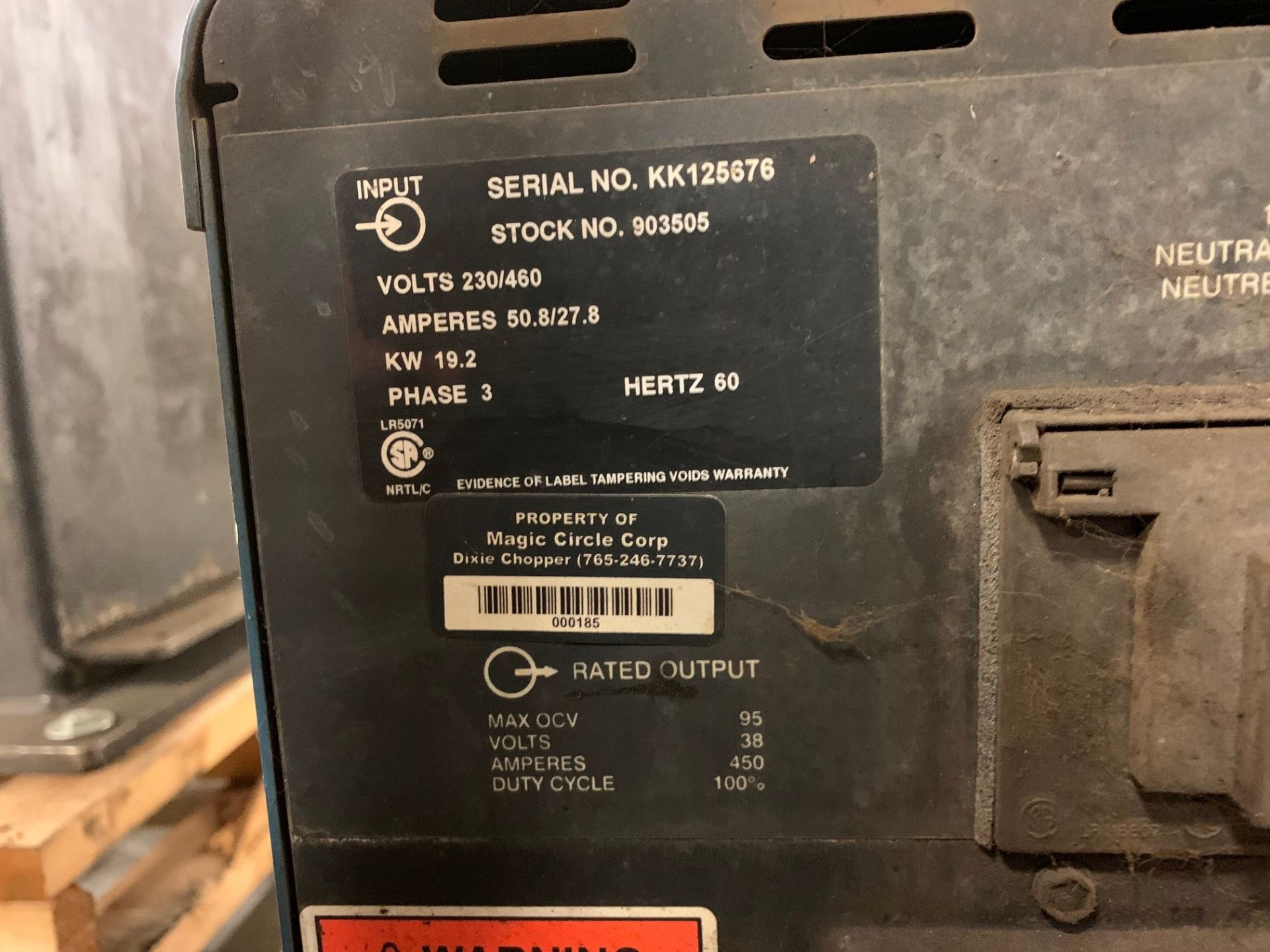 450 AMP MILLER INVISION 456F DC INVERTER ARC WELDING POWER SOURCE; S/N KK125676, WITH MILLER ROBOTIC - Image 4 of 4