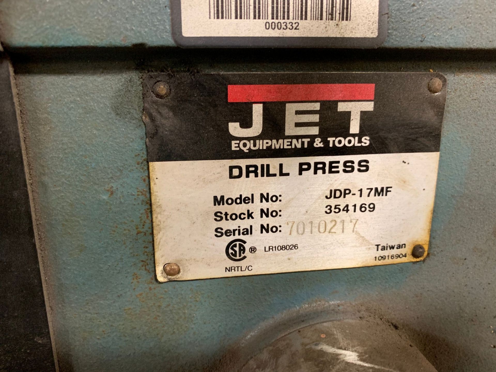 17" JET MODEL JDP-17MF SINGLE SPINDLE FLOOR DRILL - Image 3 of 3