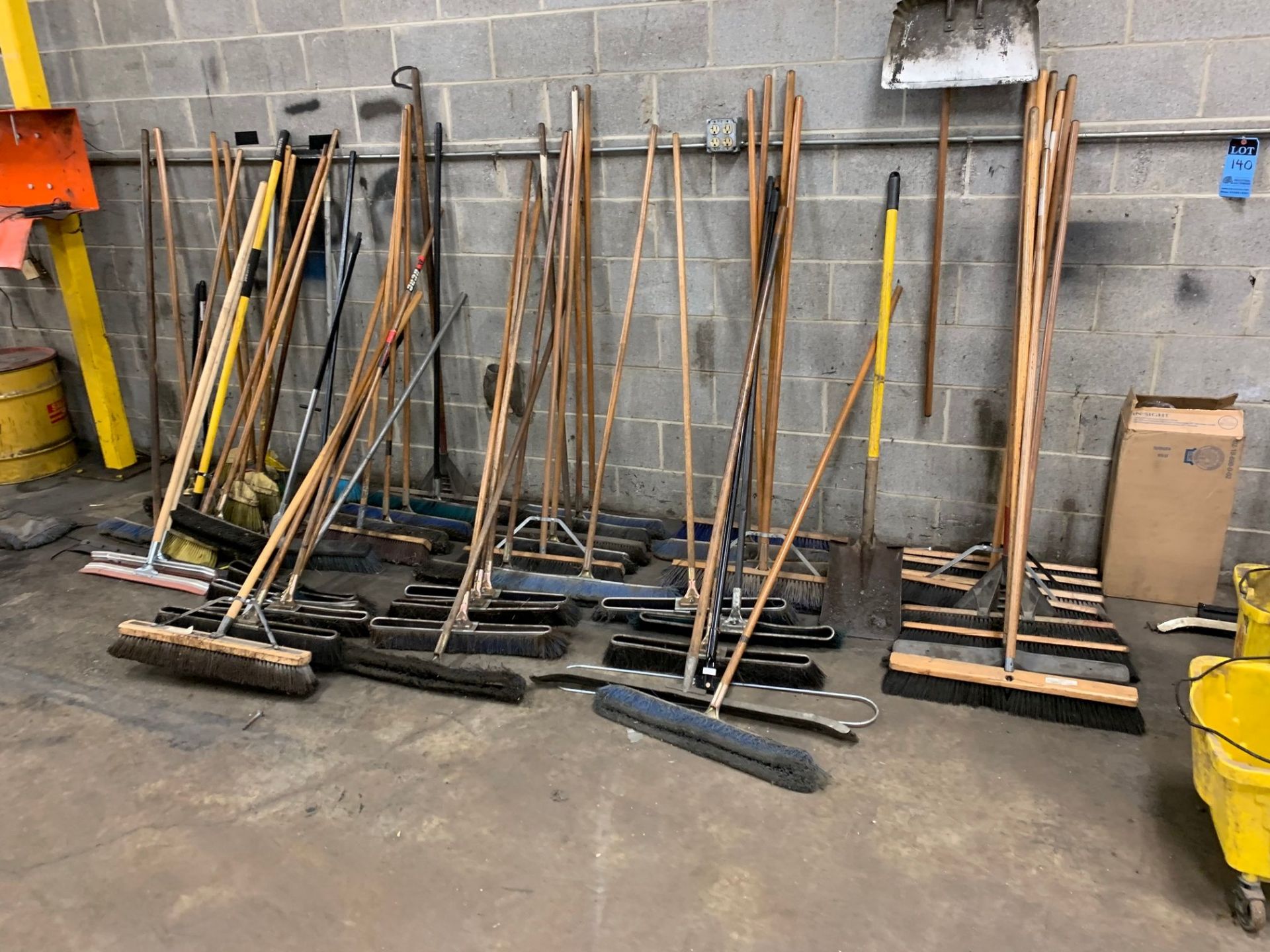 (LOT) BROOMS, MOP BUCKETS, DUST PANS AND CLARKE FLOOR BUFFER - Image 3 of 3