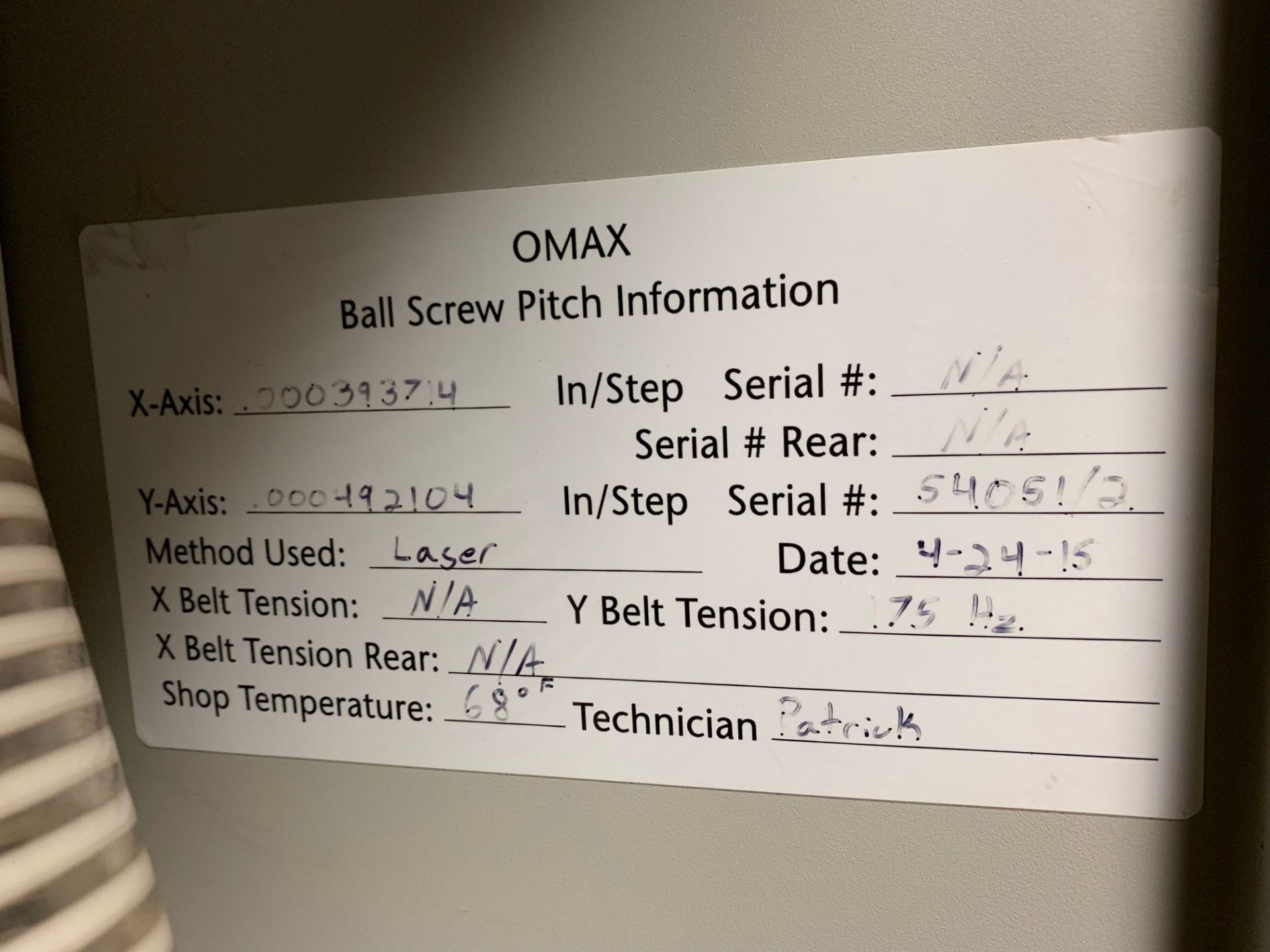 OMAX MODEL 60120 CNC WATER JET; S/N H511846, 10'6" X 5'-2' CUTTING ENVELOPE, 8" Z-AXIS, 12' X 6-1/2' - Image 6 of 18