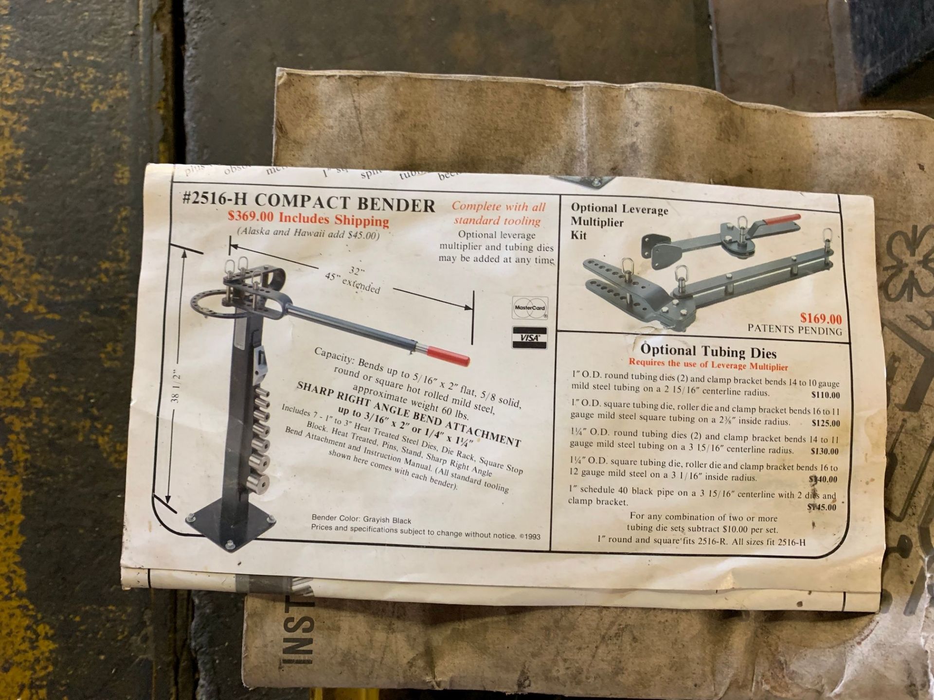 LOCKDOWN SECURITIES MODEL 2516-H FLOOR COMPACT TUBE BENDER - Image 4 of 5