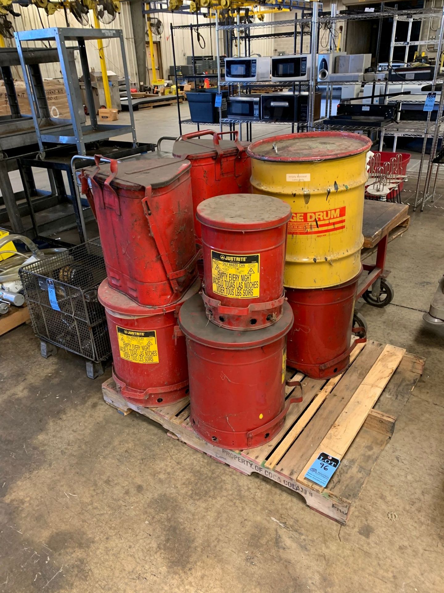 SKID MISCELLANEOUS OILY WASTE CANS