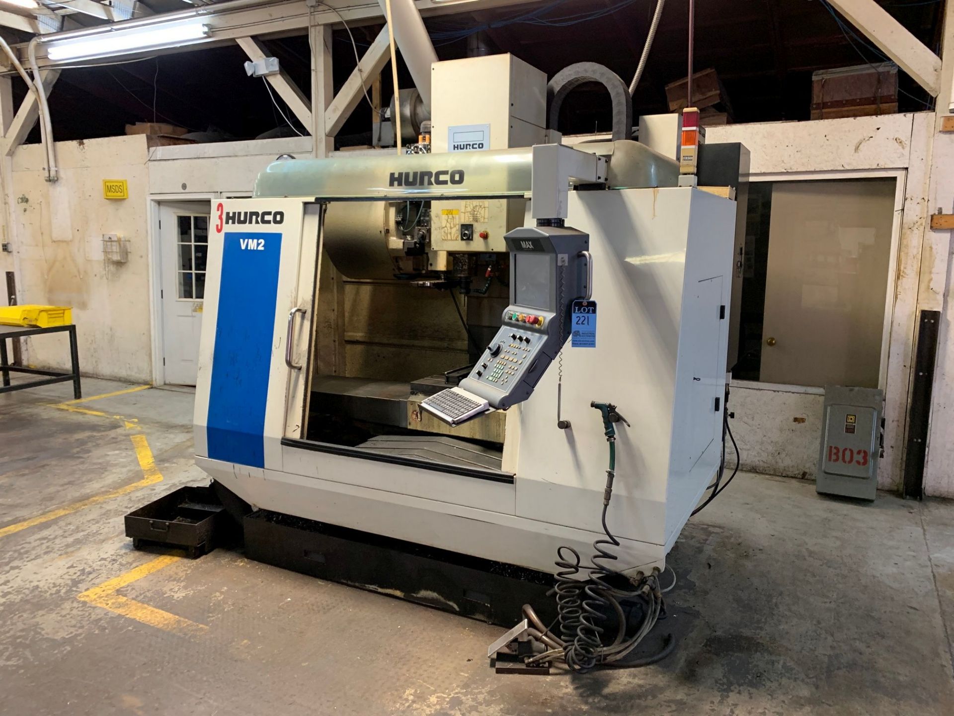 HURCO MODEL VM2 CNC VERTICAL MACHINING CENTER; S/N 06008107BHA, 20" X 46" TABLE, MAX CONTROL, - Image 2 of 11