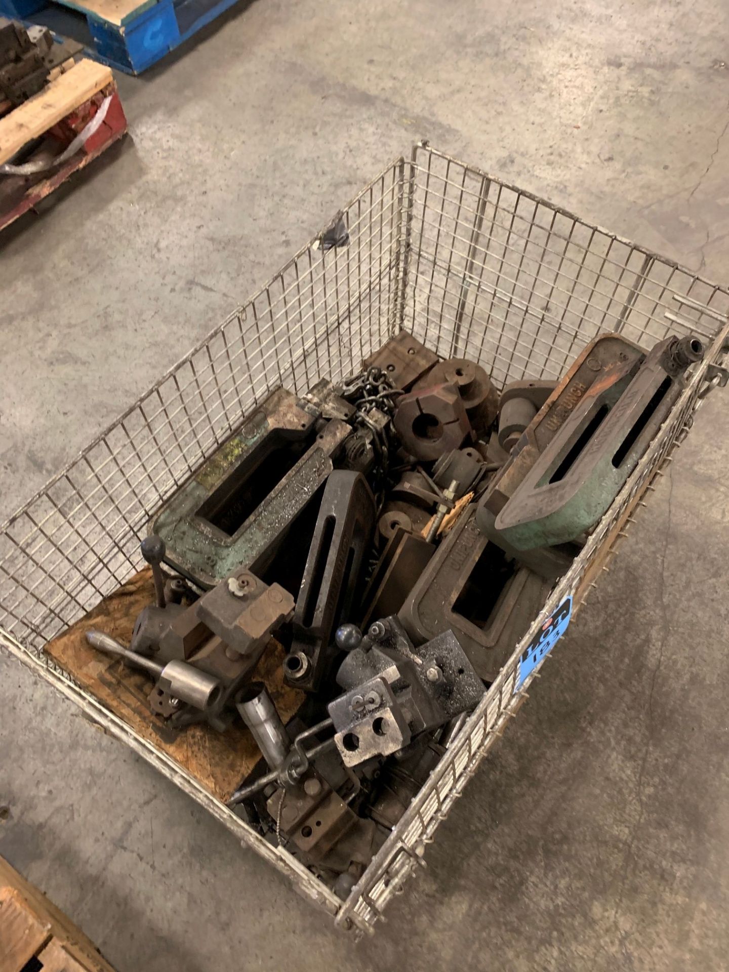 (LOT) MISCELLANEOUS UNIPUNCH TOOLING WITH WIRE BASKET