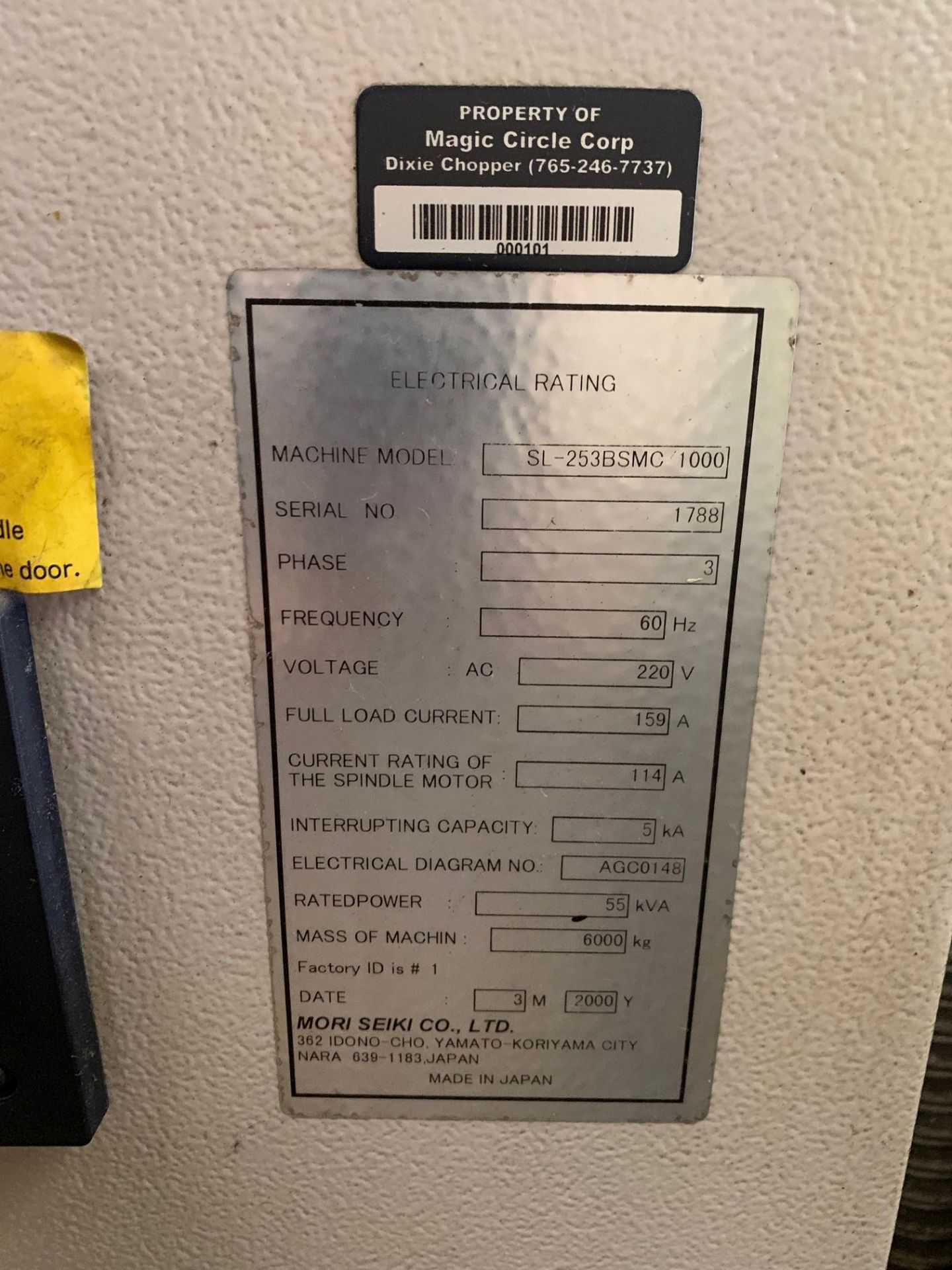 MORI-SEIKI MODEL SL-253 BDMC/1000 CNC TURNING CENTER WITH LIVE TOOLING AND SUB SPINDLE; S/N 1788 ( - Image 5 of 10