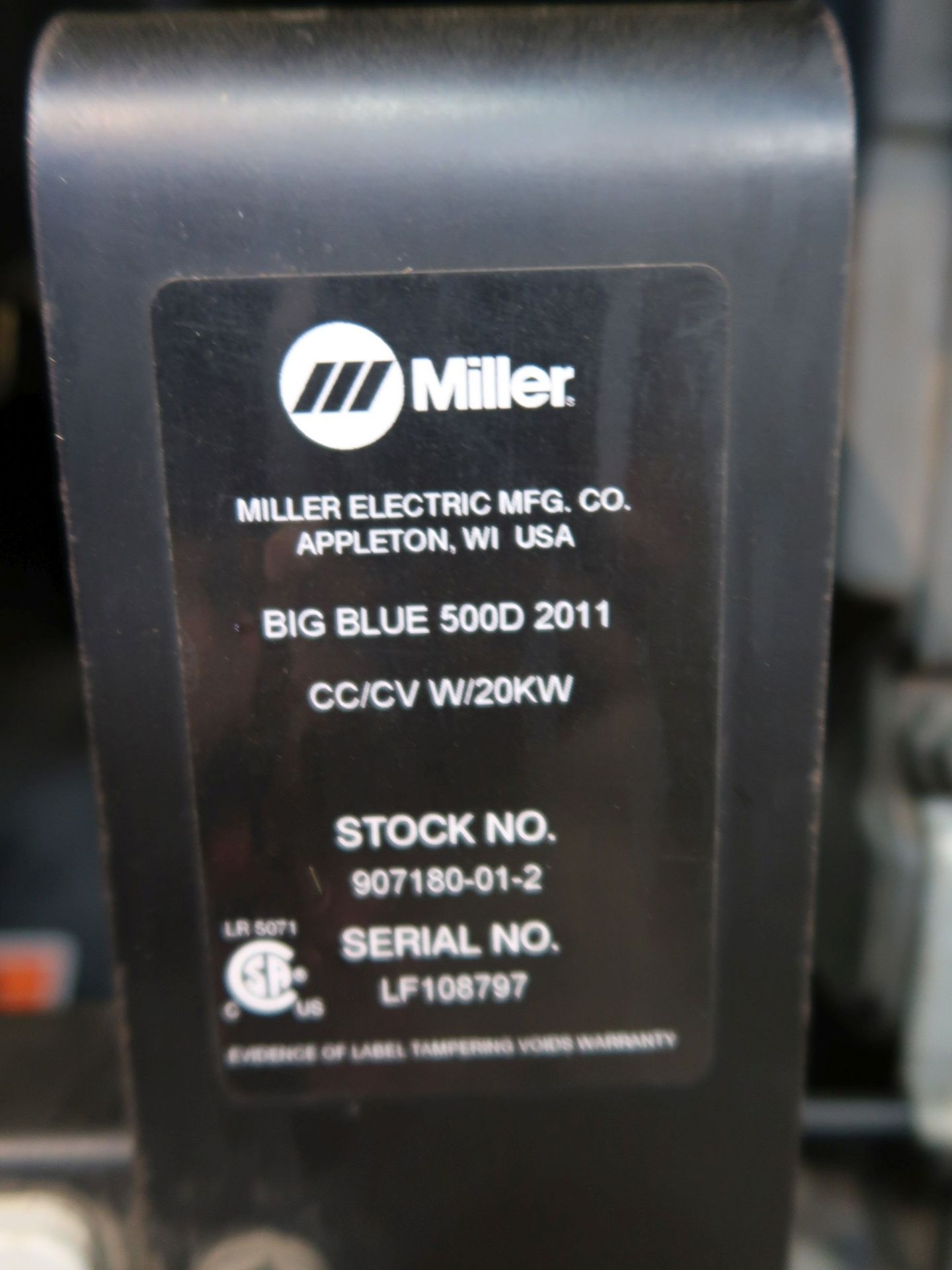 MILLER MODEL BIG BLUE 500D TRAILER MOUNT DC WELDING / GENERATOR, 5,663 HOURS; S/N LF108797 - Image 6 of 6