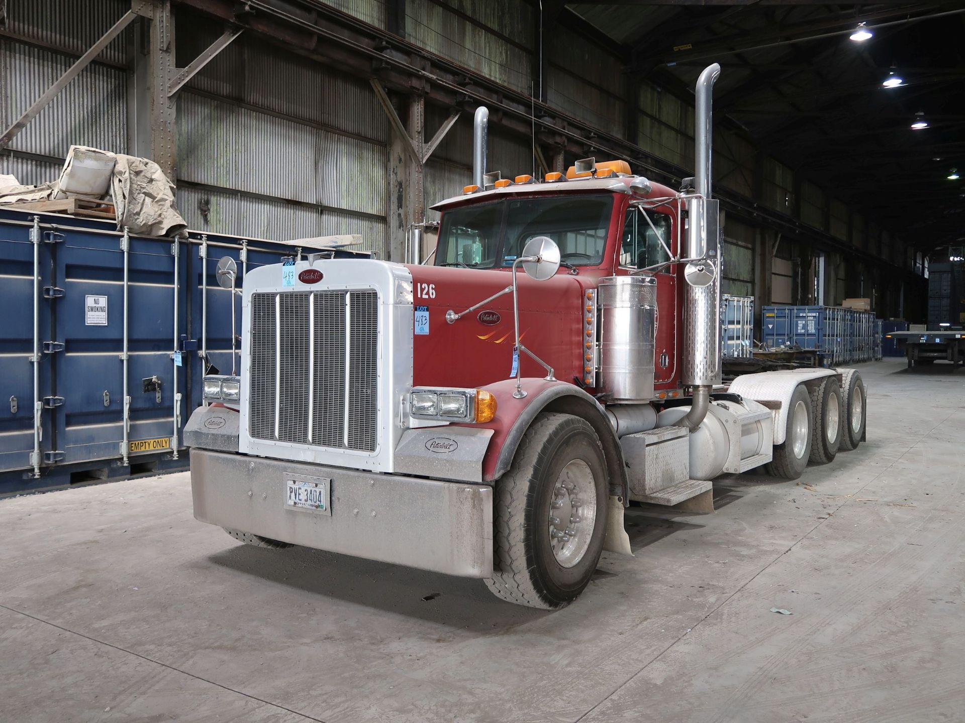 1999 PETERBILT MODEL 379 TRI-AXLE TWIN SCREW TRACTOR; VIN 1XP5DB9X8XD465889, WET KIT, 523,007