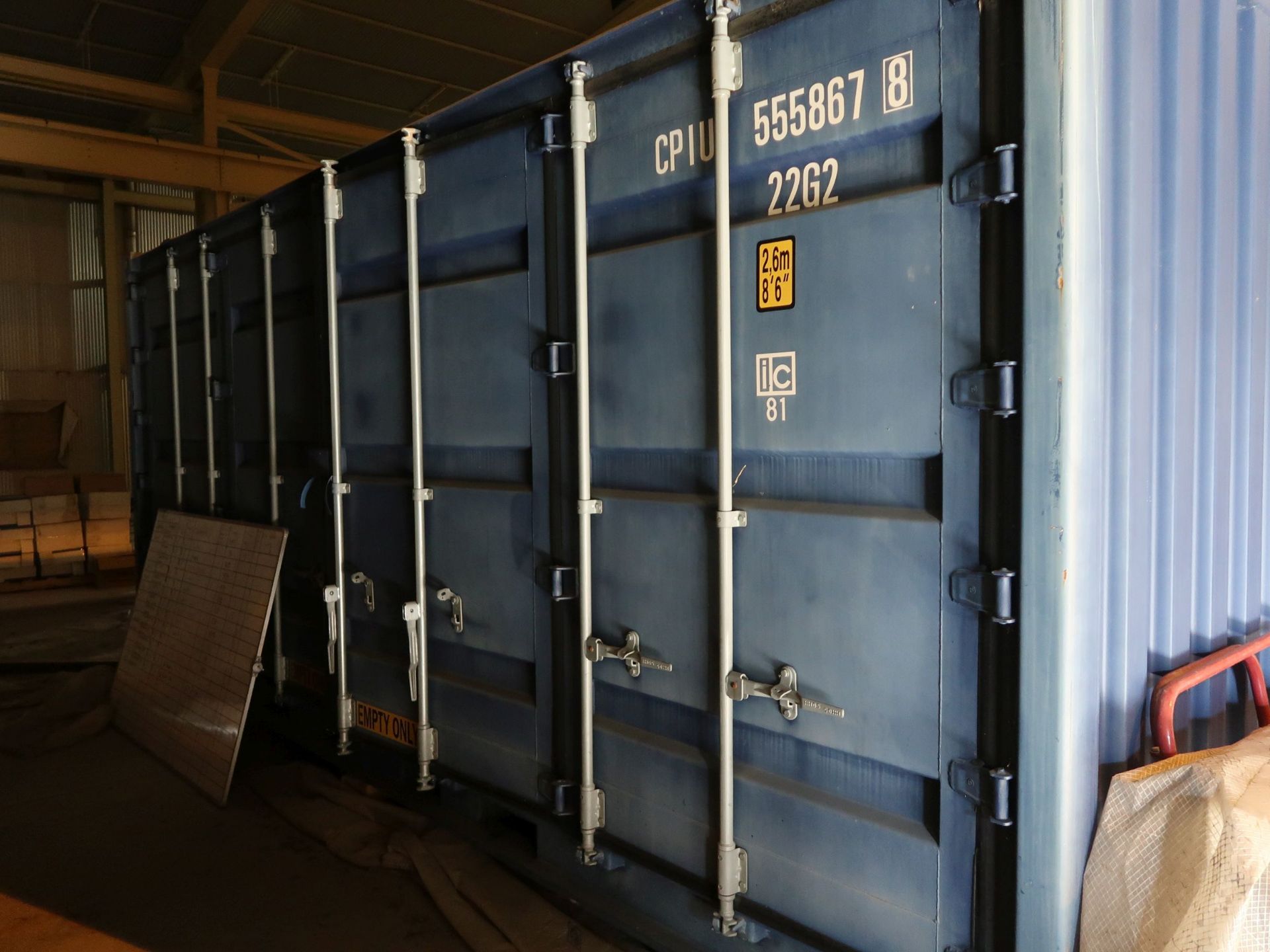 8' X 20' CONEX STORAGE CONTAINER WITH STANDARD DOOR AND SIDE DOORS