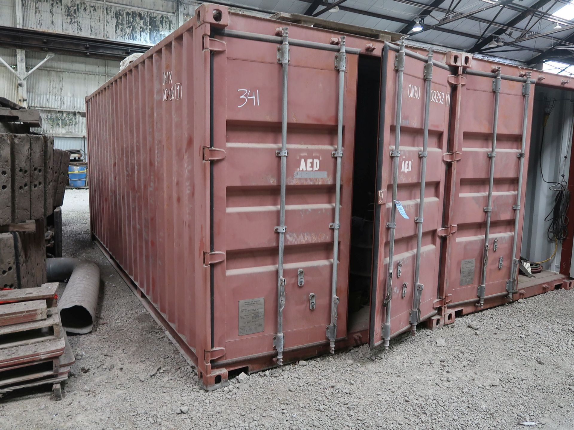 8' WIDE X 20' LONG CHARLESTON MARINE CONEX STORAGE CONTAINER WITH CONTENTS LONG HANDLED TOOLS,