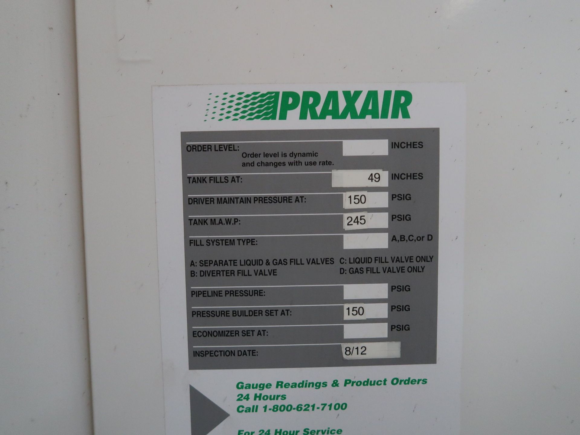 CHART MODEL HLD-990 ATMOSPHERIC LIQUID OXYGEN PRESSURE VESSEL - Image 4 of 4