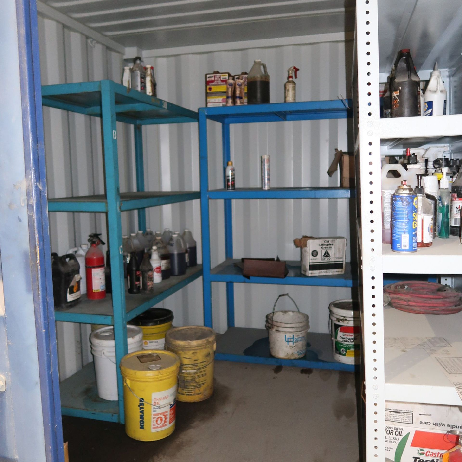 (LOT) CONTENTS OF CONTAINERS INCLUDING OIL, GREASE, ANTI-FREEZE