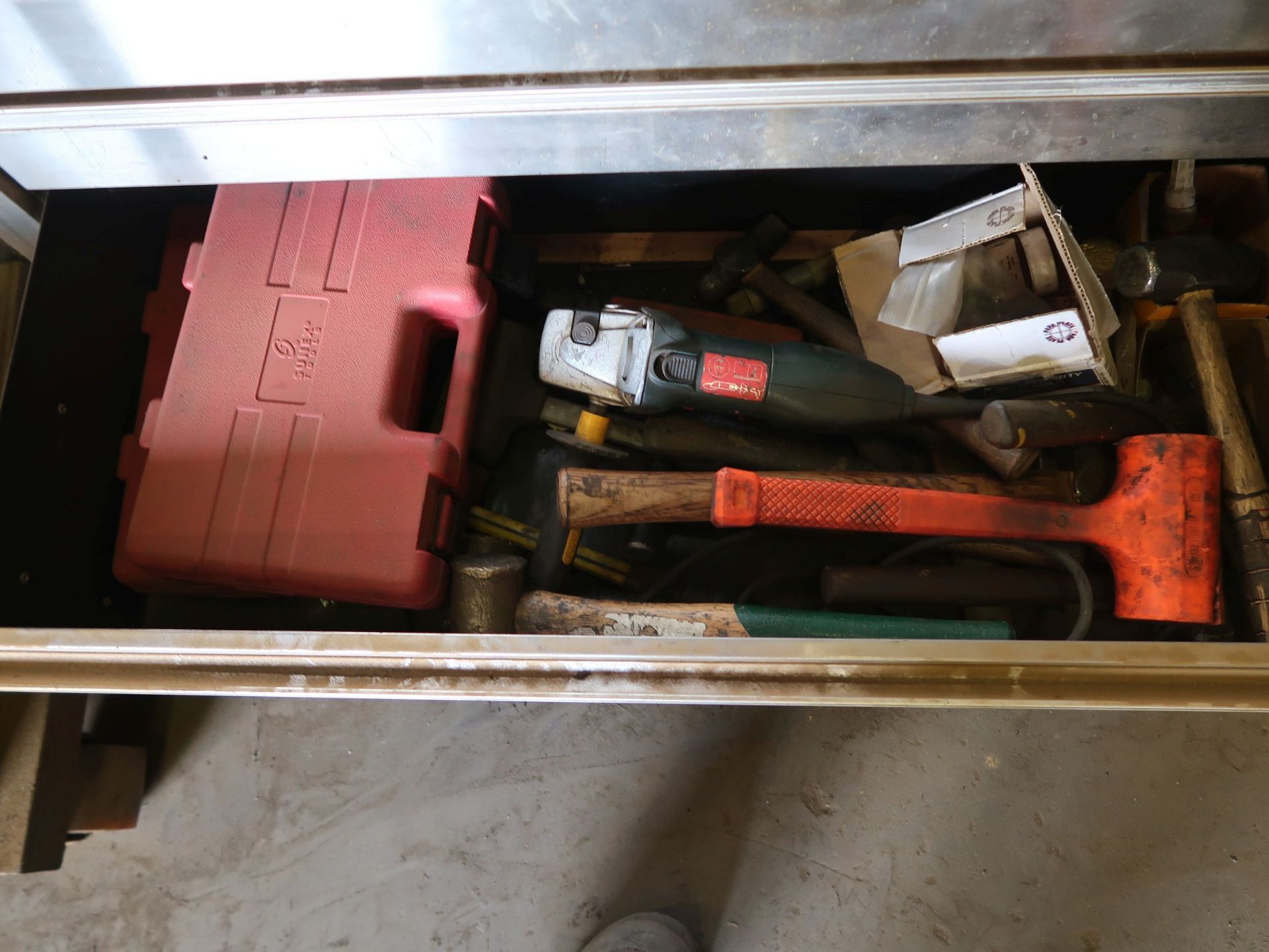 (LOT) (2) TOOLBOXES WITH TOOLS AND STEEL TABLE WITH CONTENTS - Image 6 of 8