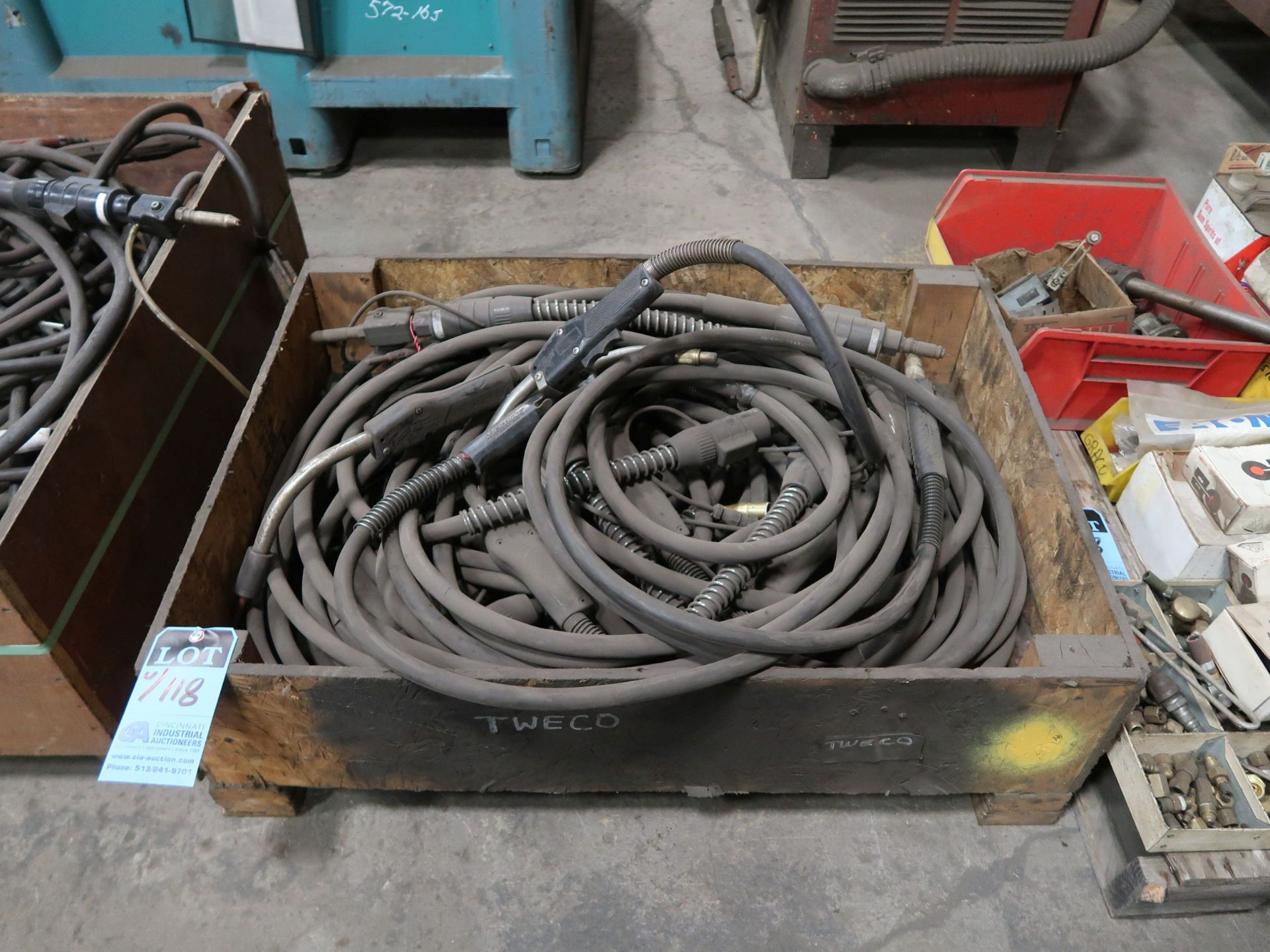 (LOT) 3-SKIDS WELDING SUPPLIES, (2) W/ MIG GUNS & LEADS & (1) W/ MISC. - Image 2 of 3