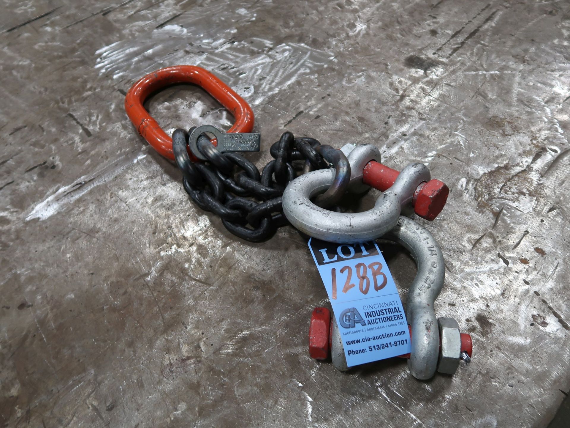 5/8" X 28" TWO HOOK CHAIN FALL W/ 1-1/4" CROSBY SHACKLES