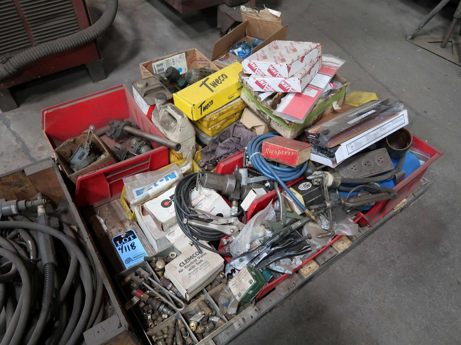 (LOT) 3-SKIDS WELDING SUPPLIES, (2) W/ MIG GUNS & LEADS & (1) W/ MISC. - Image 3 of 3