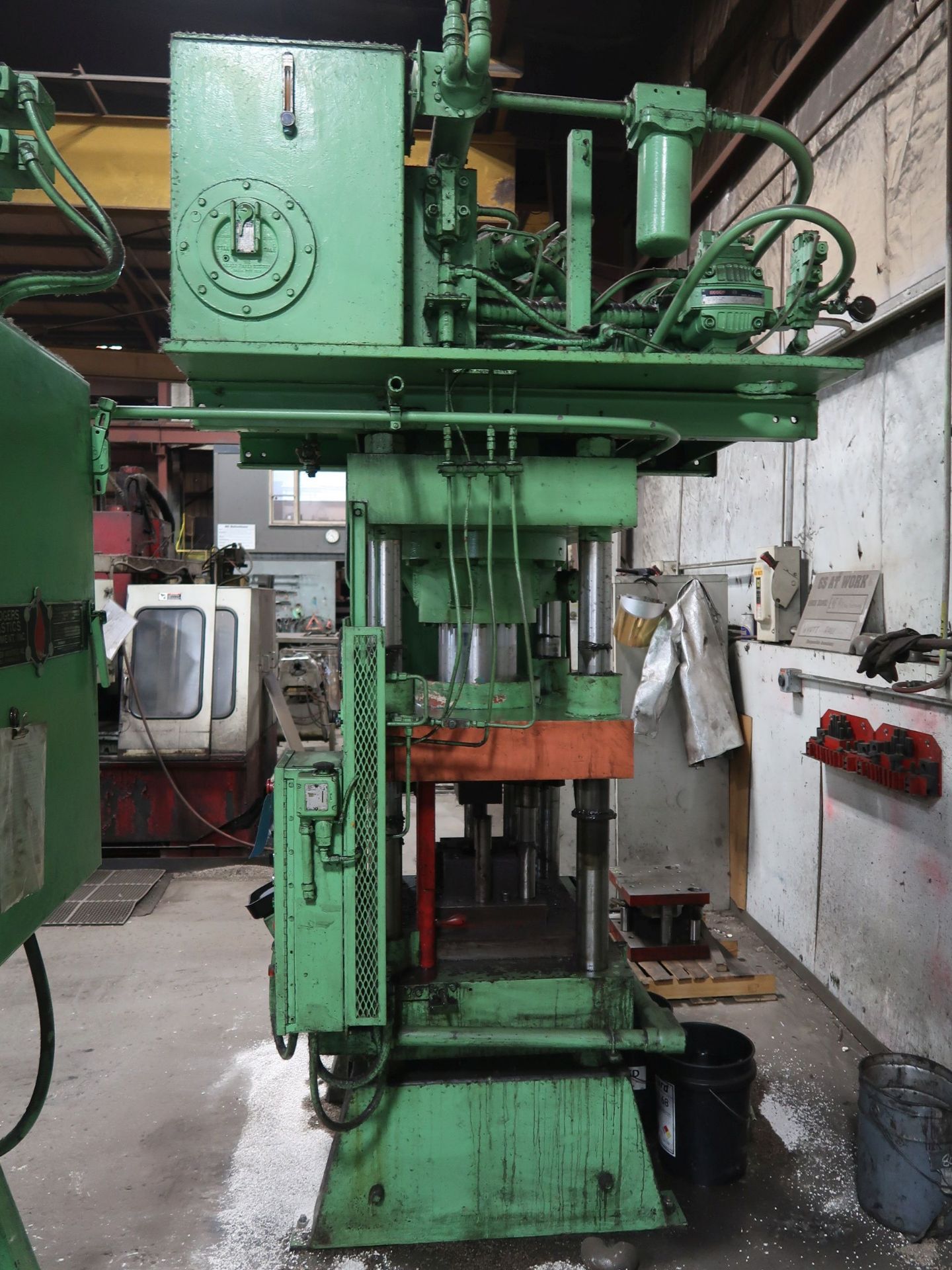 125 TON RODGERS PLASTIC EQUIPMENT MODEL MD125-2629A-WE FOUR-POST HYDRAULIC PRESS; S/N 900155, 4" MIN - Image 3 of 8