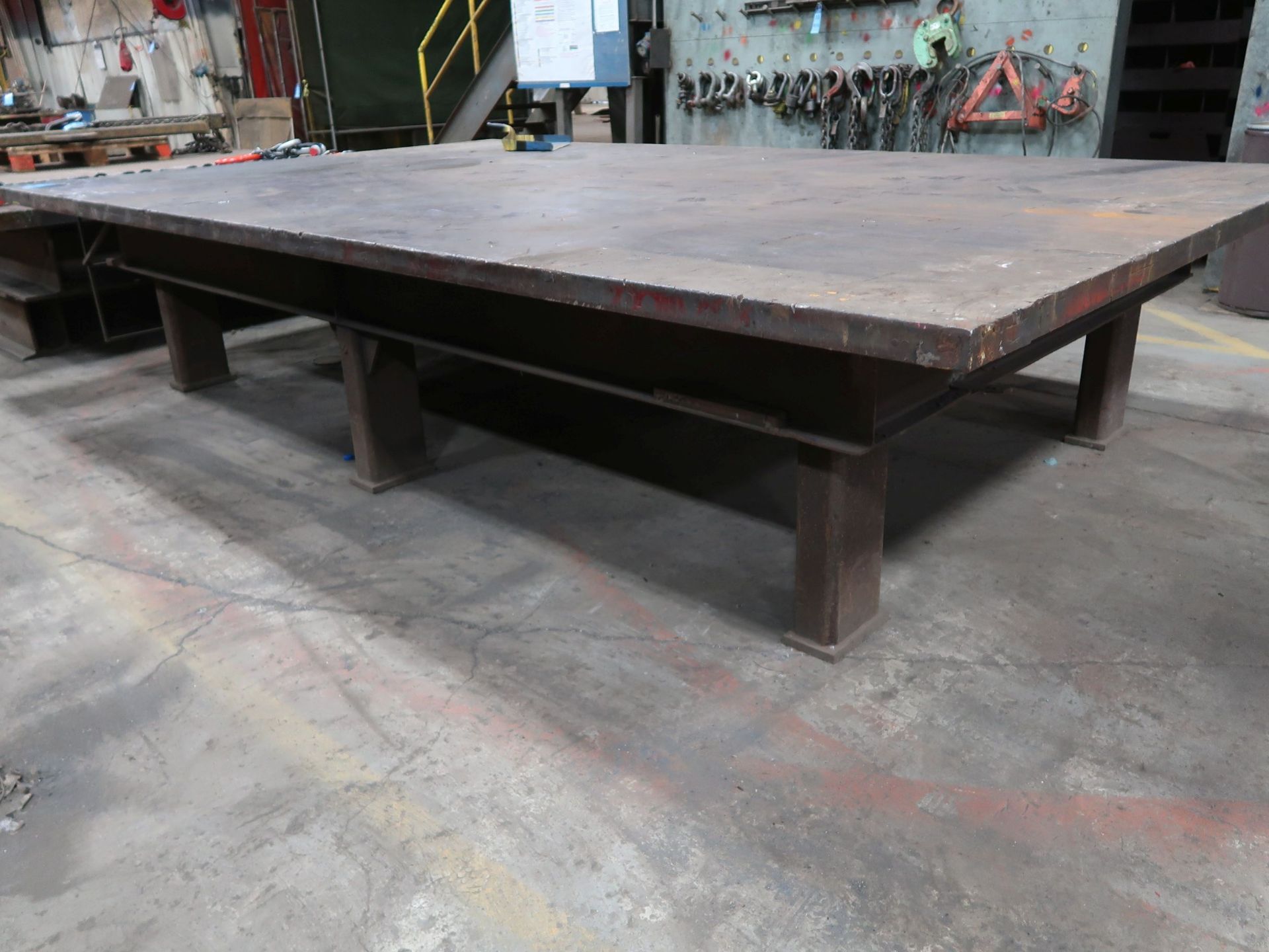 8' X 13' X 32" H X 2-1/4" THICK STEEL PLATE WELDING TABLE