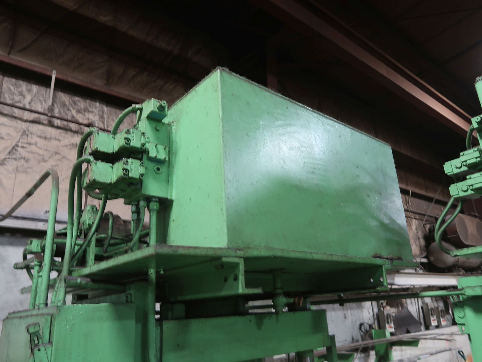 125 TON RODGERS PLASTIC EQUIPMENT MODEL MD125-2629A-WE FOUR-POST HYDRAULIC PRESS; S/N 900155, 4" MIN - Image 7 of 8