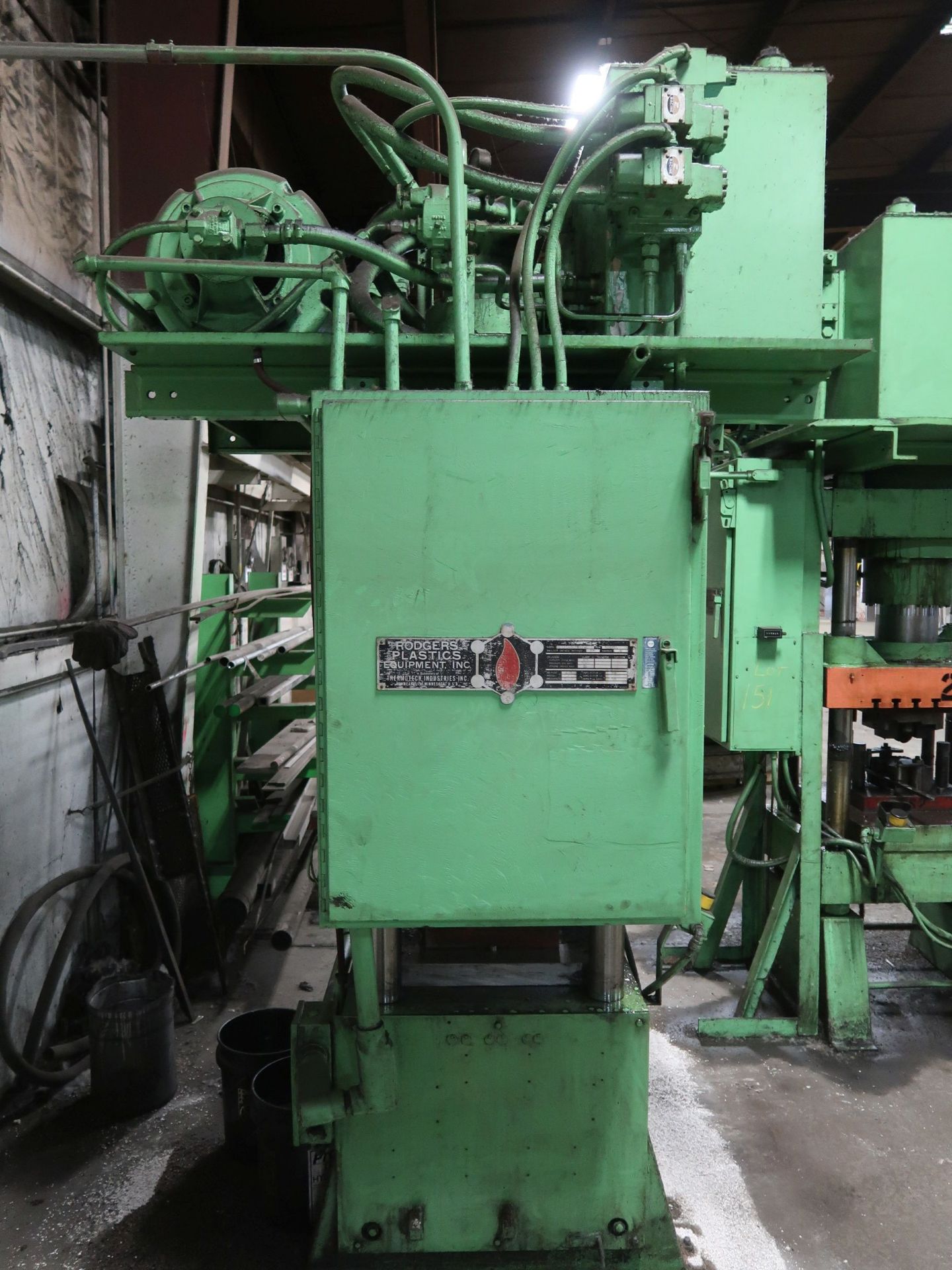 125 TON RODGERS PLASTIC EQUIPMENT MODEL MD125-2629A-WE FOUR-POST HYDRAULIC PRESS; S/N 900155, 4" MIN - Image 2 of 8