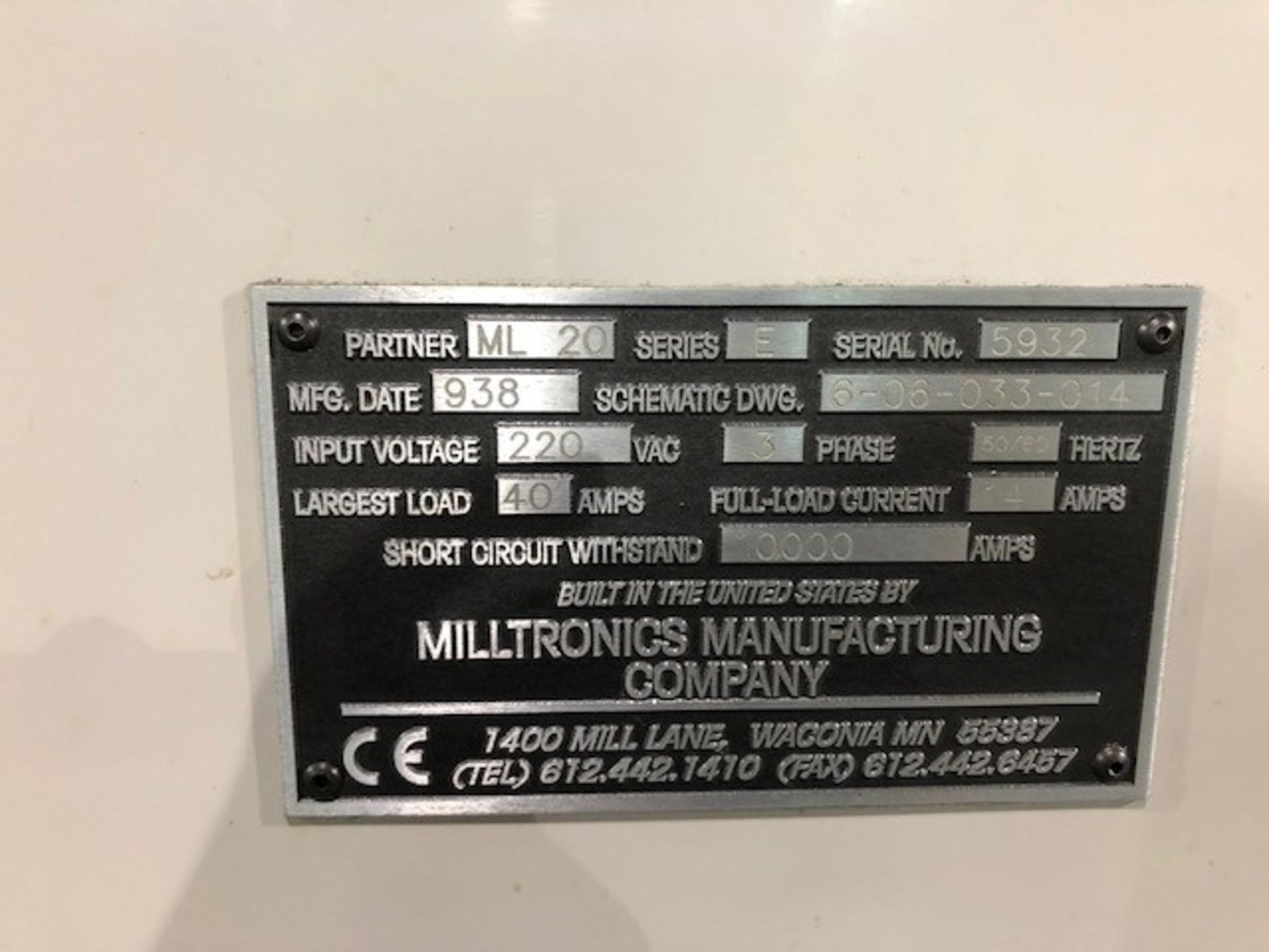 MILLTRONICS MODEL ML20 CNC TURNING CENTER; S/N 5932, CENTURION 6 CONTROL, 10" 3-JAW CHUCK, 12" 4-JAW - Image 8 of 8