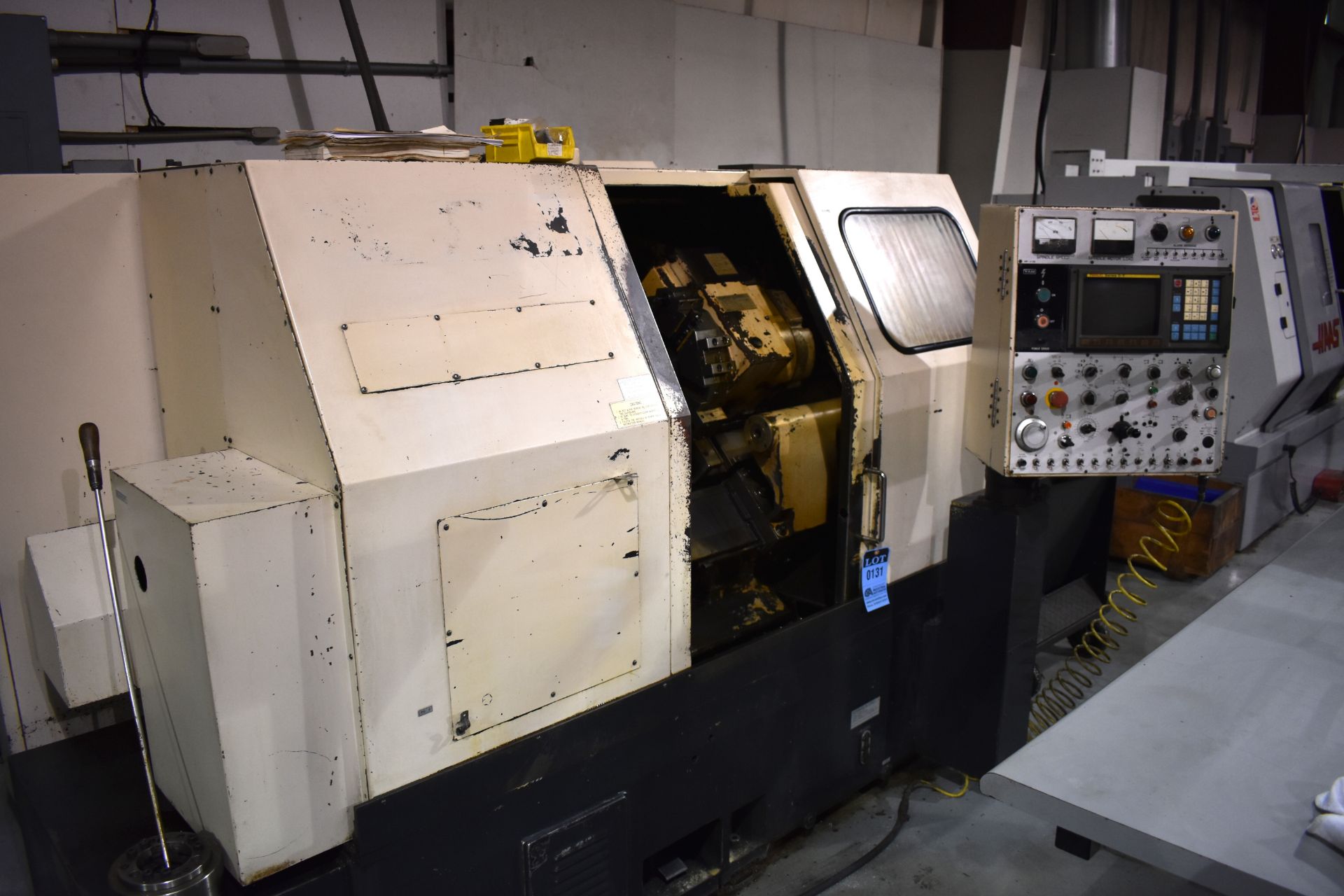 YAM MODEL CK-1A CNC TURNING CENTER; FANUC O-T CONTROL, COLLET CHUCK, 6" 3-JAW CHUCK, TAILSTOCK, CHIP - Image 2 of 5