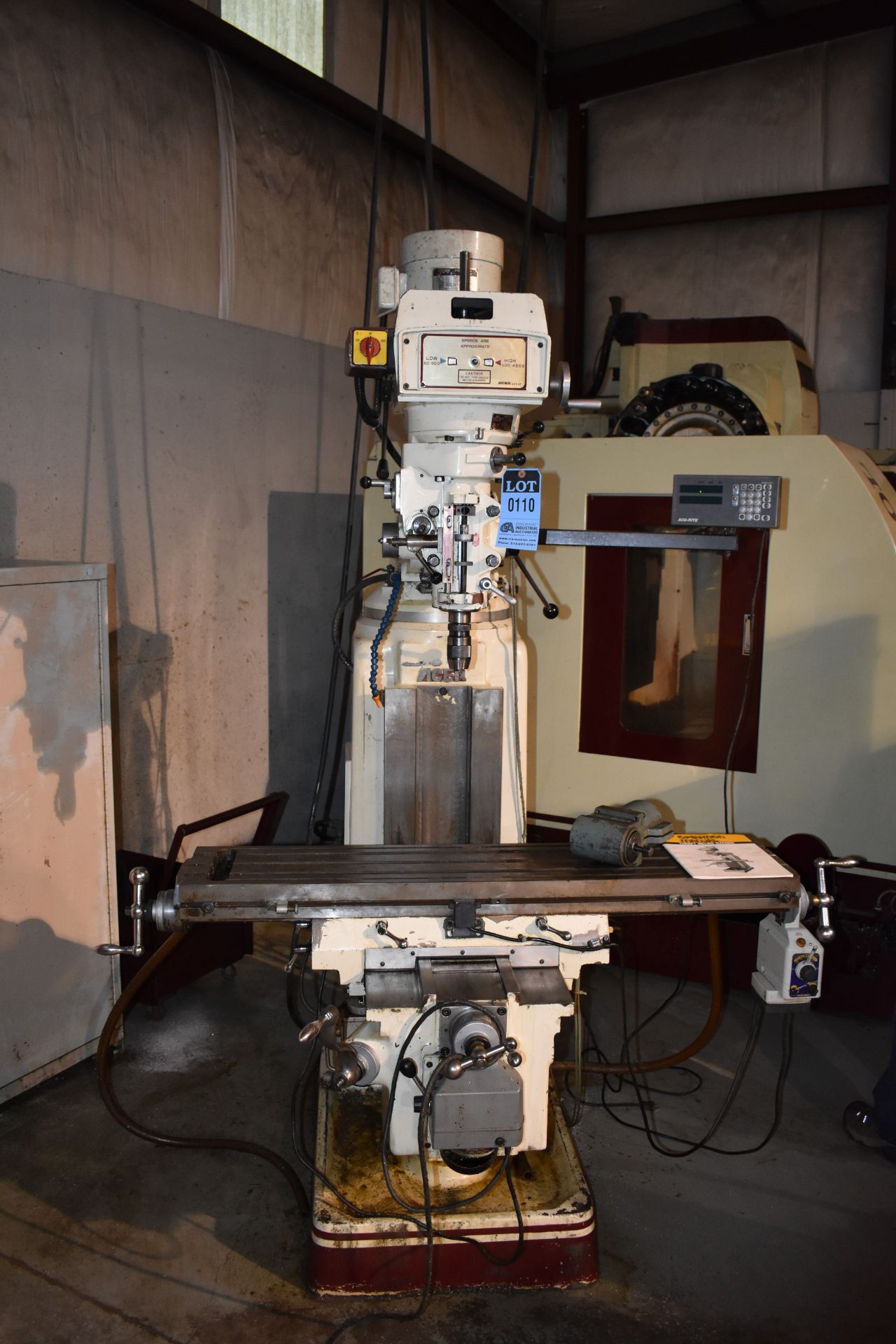 3-HP ACER MODEL 3YKA VERTICAL MILL; ACURITE DRO, POWER FEED, RIGHT ANGLE HEAD - Image 2 of 3