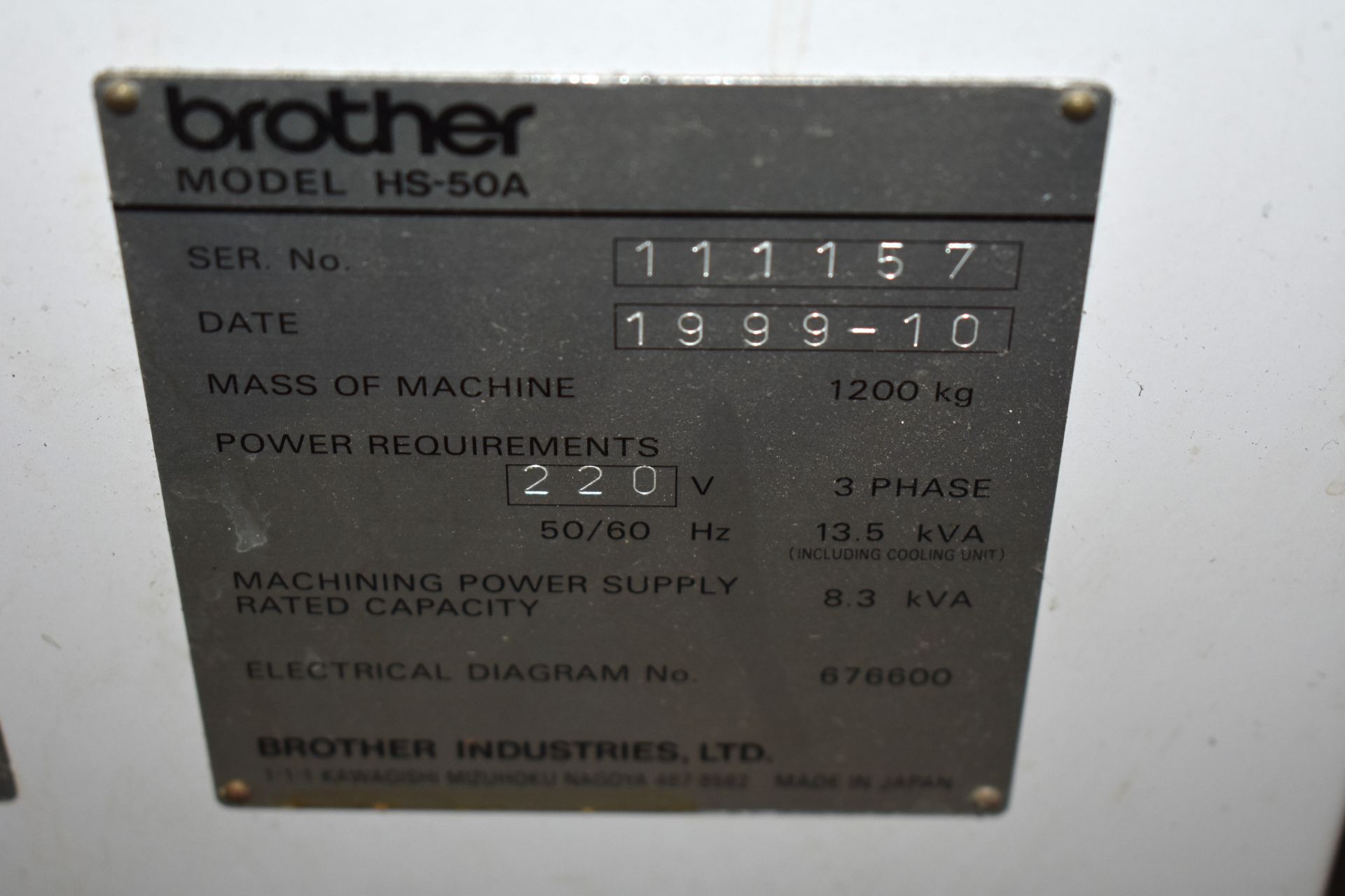 BROTHER HS-50A WIRE EDM, 6" X 10" X 16" TRAVEL - Image 5 of 5