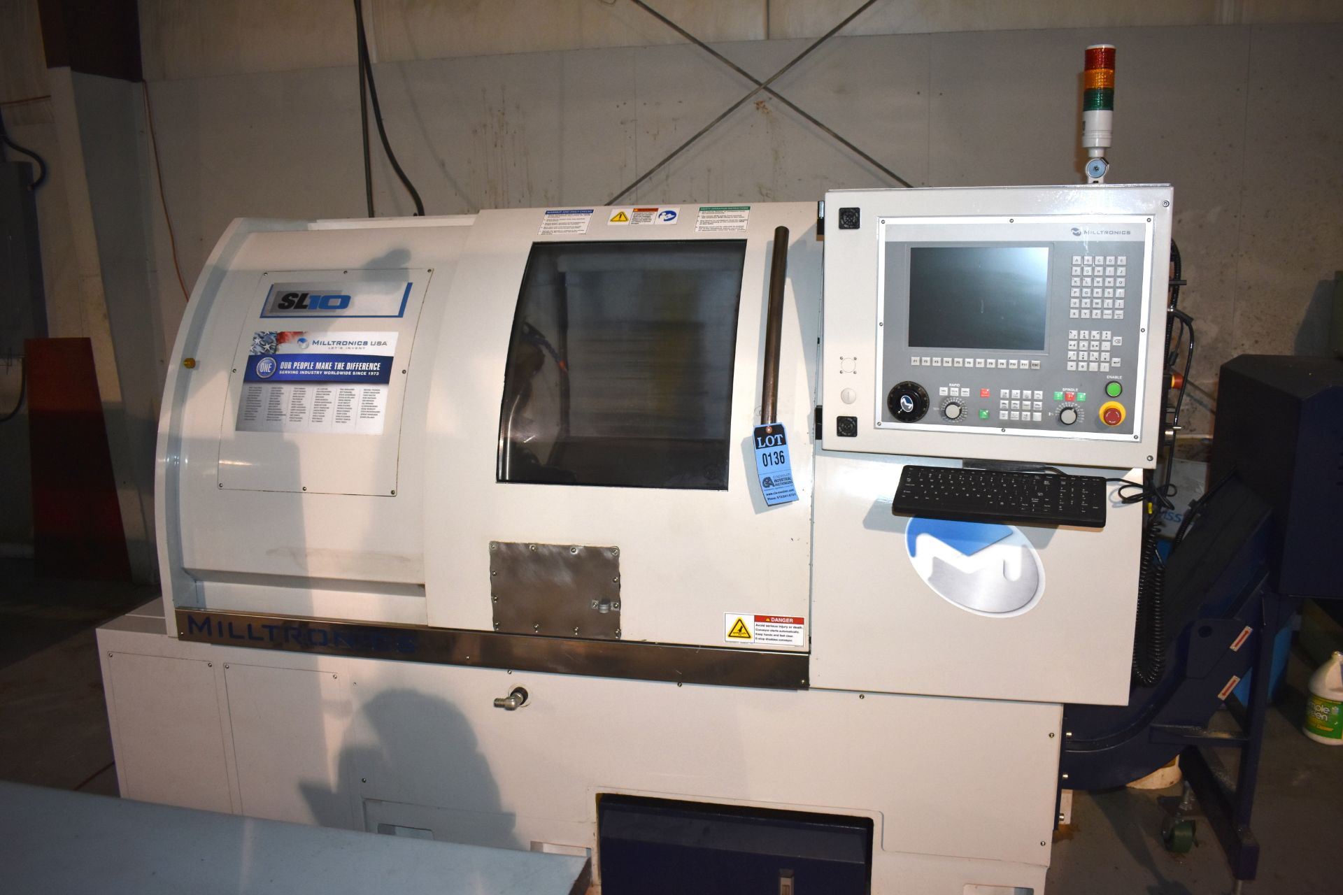 MILLTRONICS MODEL SL10 CNC TURNING CENTER; S/N 13003, COLLET CHUCK, TOOL PROBE, 12-POSITION