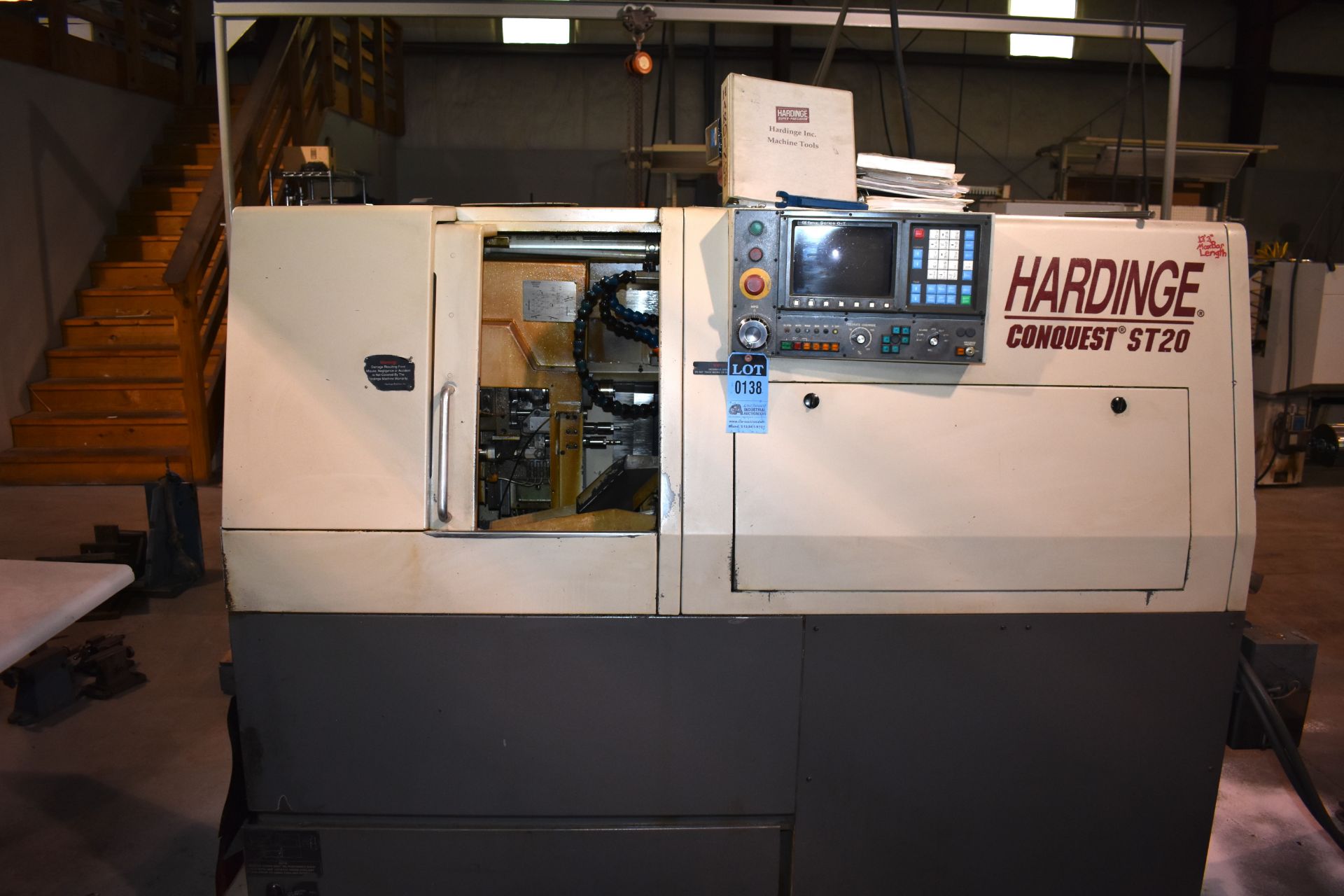 HARDINGE MODEL CONQUEST ST-20 SWISS TURN CNC TURNING CENTER W/ FANUC OT CONTROL & SPECO TURNAMIC