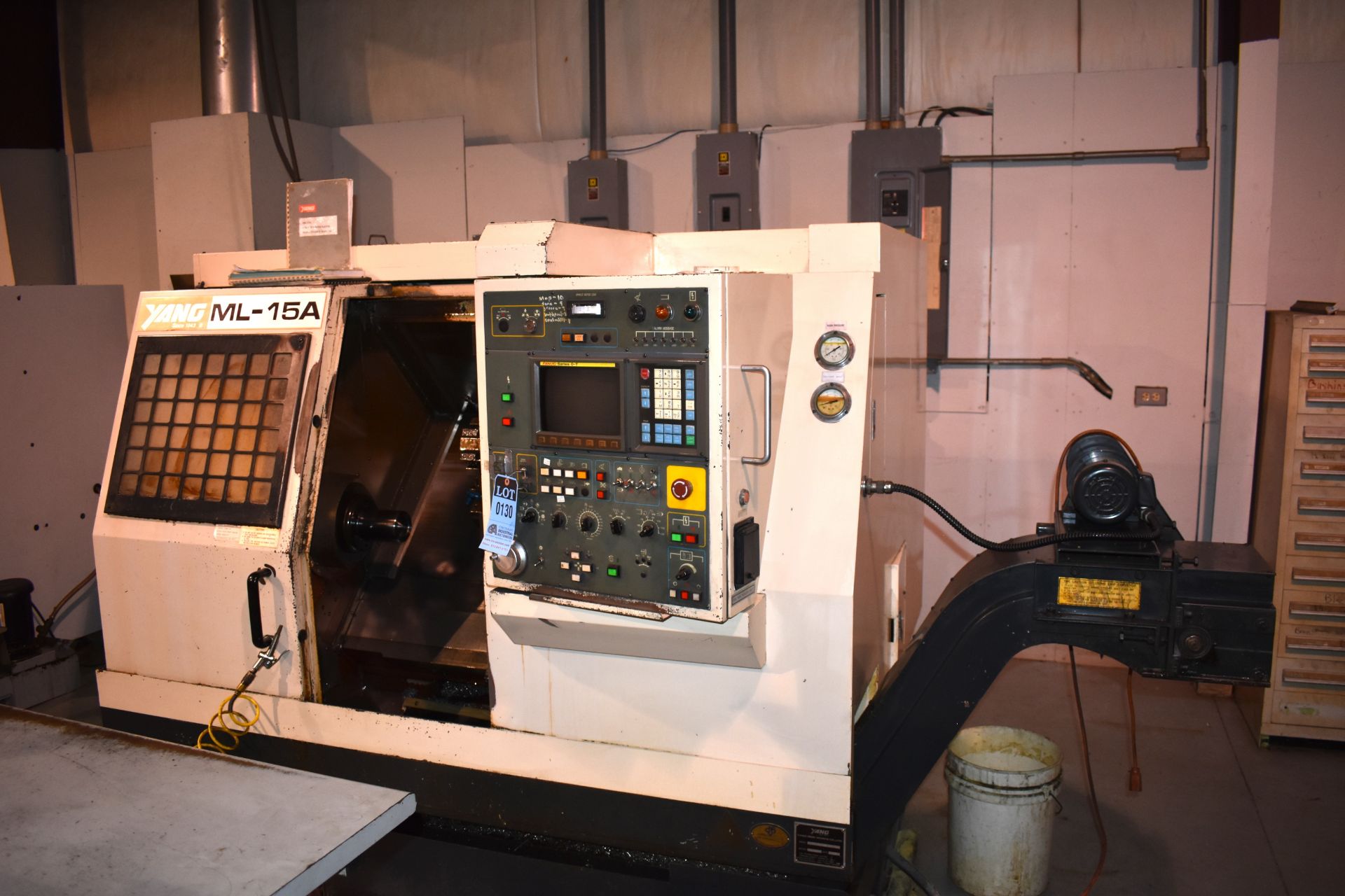 YANG MODEL ML-15A CNC TURNING CENTER; FANUC O-T CONTROL, COLLET CHUCK, 6" 3-JAW CHUCK, TAILSTOCK,