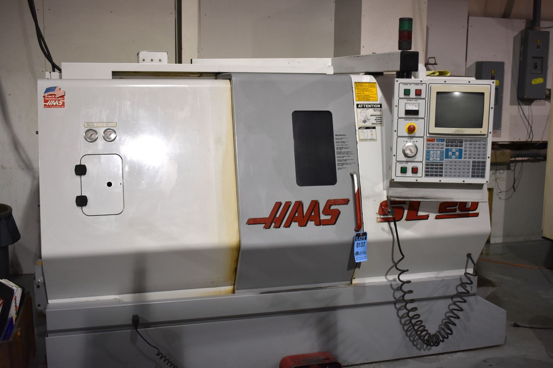 HAAS MODEL SL-20T CNC TURNING CENTER; S/N 62502, 8" 3-JAW CHUCK, TAILSTOCK, 10-POSITION TURRET (