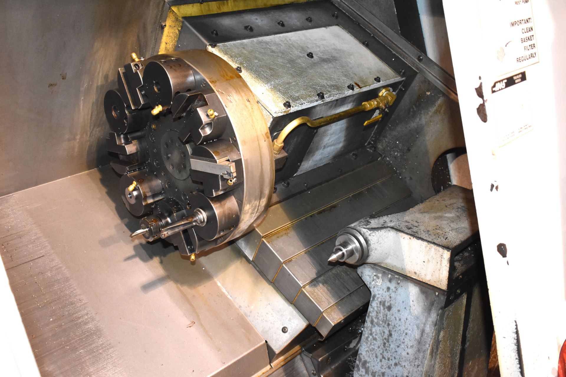 HAAS MODEL SL-20T CNC TURNING CENTER; S/N 62502, 8" 3-JAW CHUCK, TAILSTOCK, 10-POSITION TURRET ( - Image 3 of 9