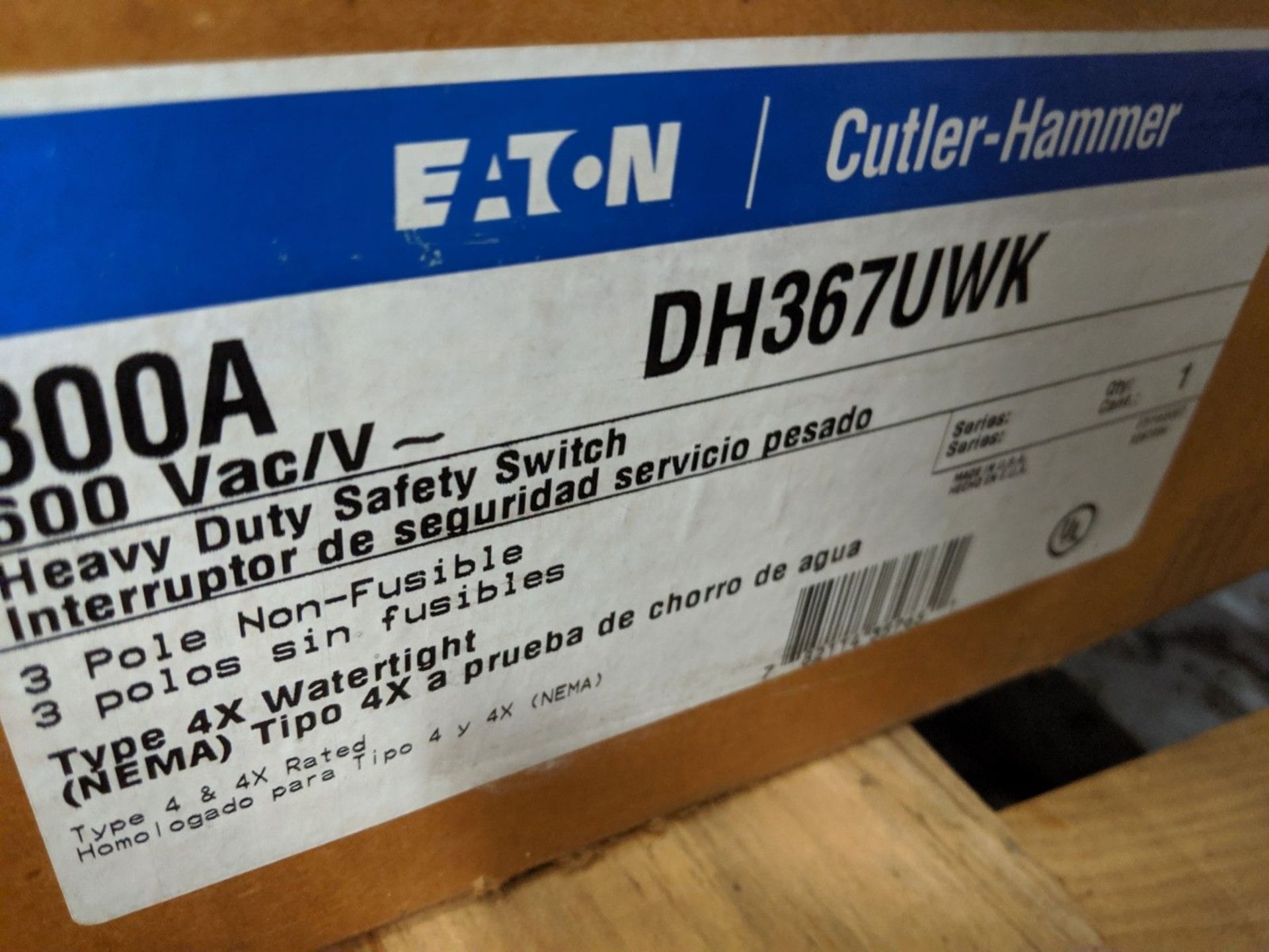 EATON 800 AMP STAINLESS STEEL, WATER-TIGHT H.D. SAFETY SWITCH DISCONNECT, 600 VOLT, CAT # DH365UWK