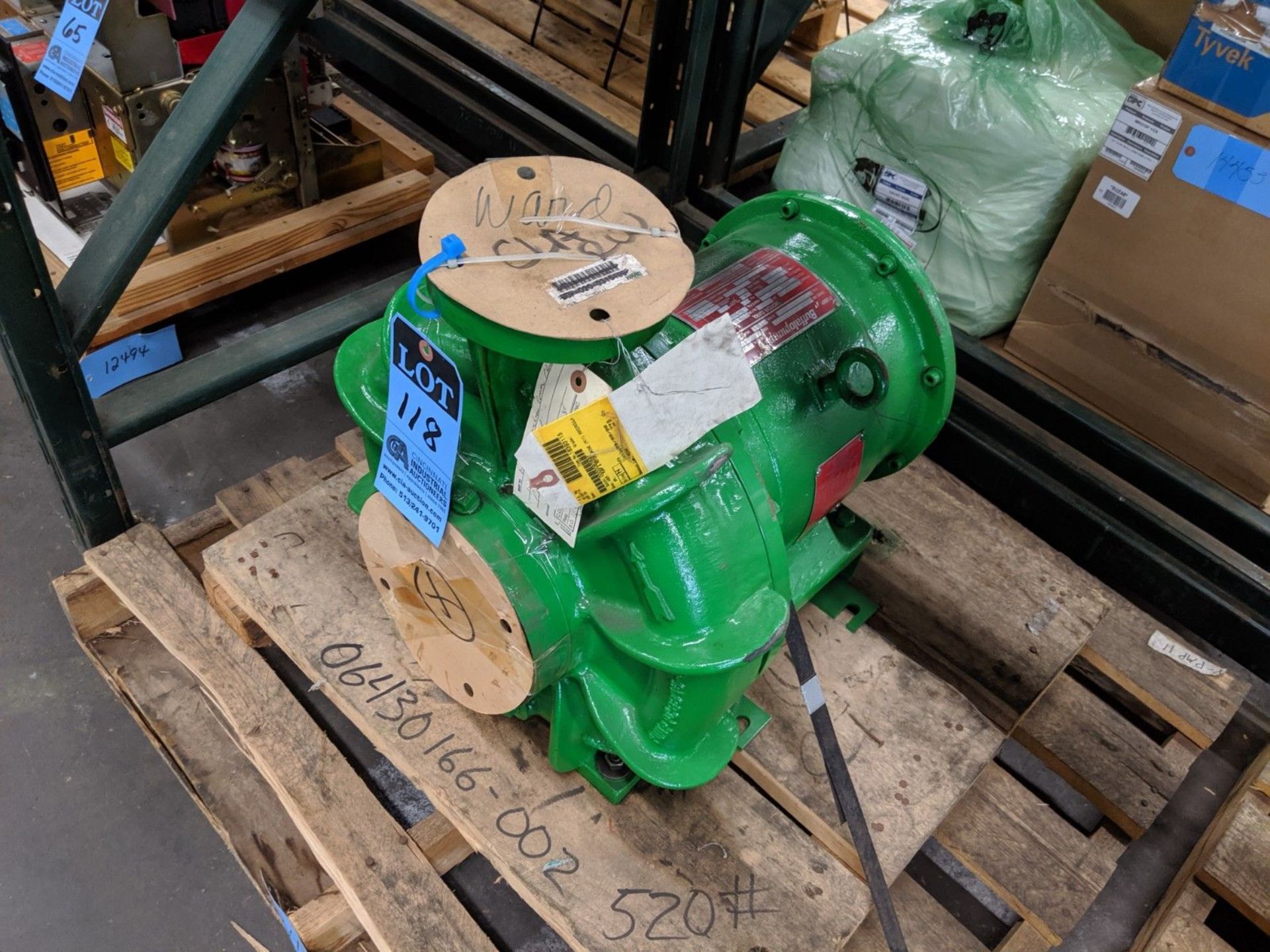 15 H.P. BUFFALO PUMPS CENTRIFUGAL BRINE PUMP, 130 GPM, 460 VOLTS, 1750 RPM ** NEVER PUT IN