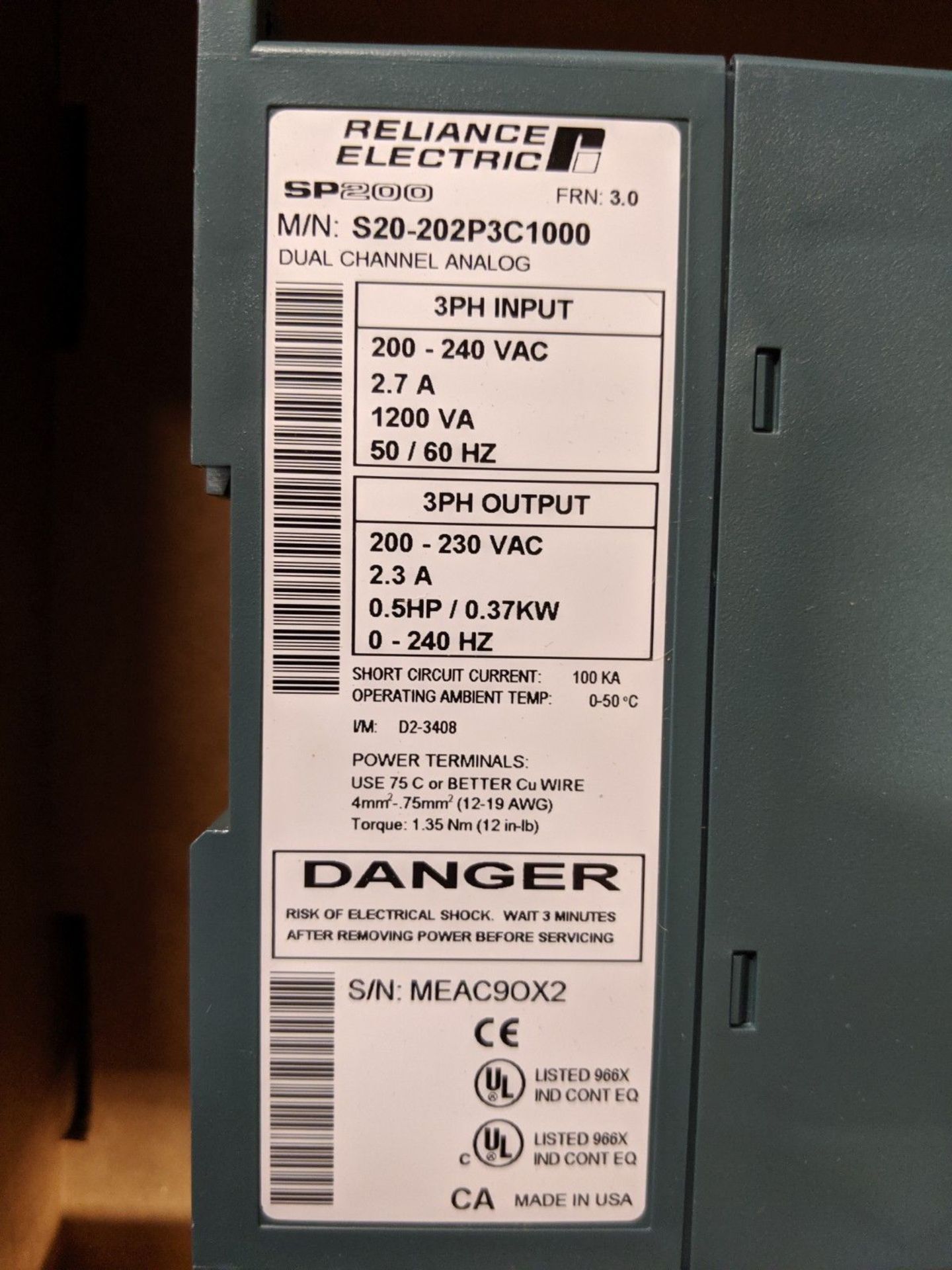 GE MODEL AF650GP VARIABLE FREQUENCY DRIVE AND RELIANCE DUAL CHANNEL AC DRIVE - Image 7 of 7