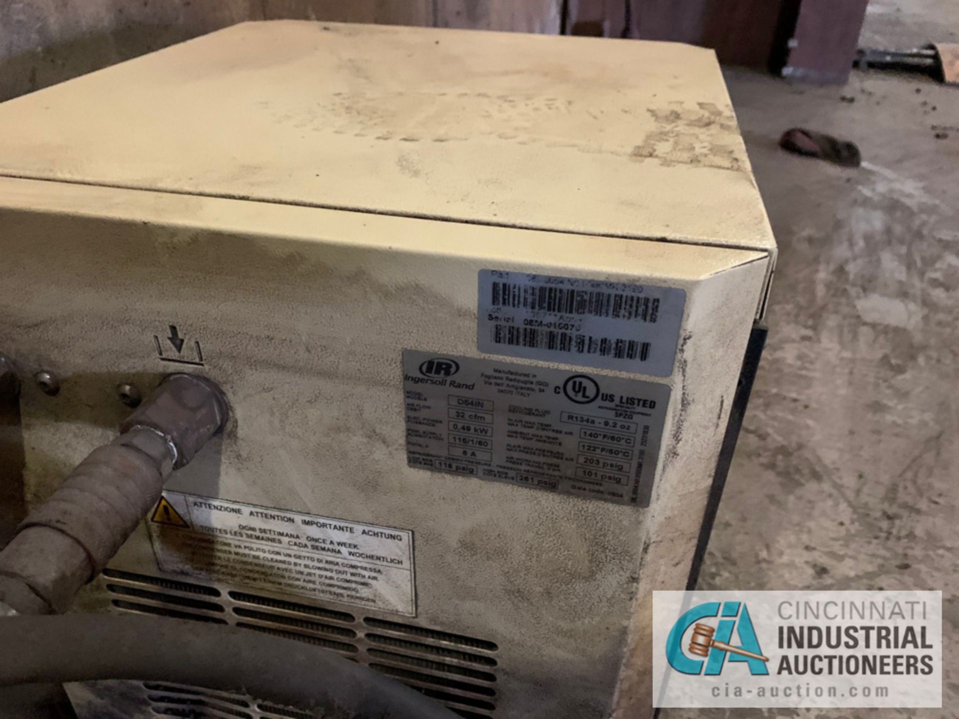 7-1/2 HP INGERSOLL RAND HORIZONTAL TANK MOUNTED AIR COMPRESSOR; S/N 0905200030, 230 VOLT, 3-PHASE, - Image 7 of 7