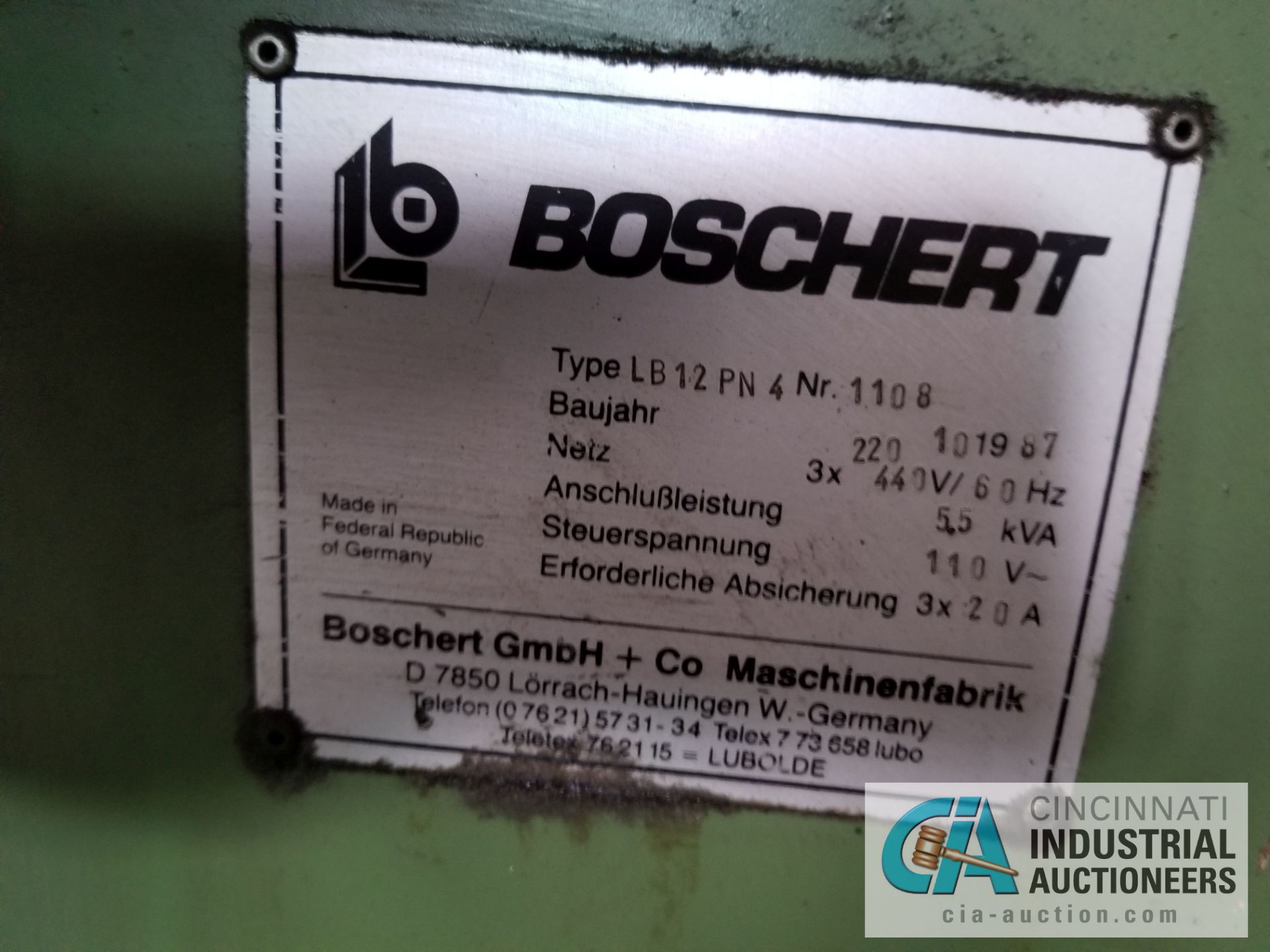 8.85" X 8.85" BOSCHERT MODEL LB12PN NOTCHER, S/N 1108 - Image 4 of 4