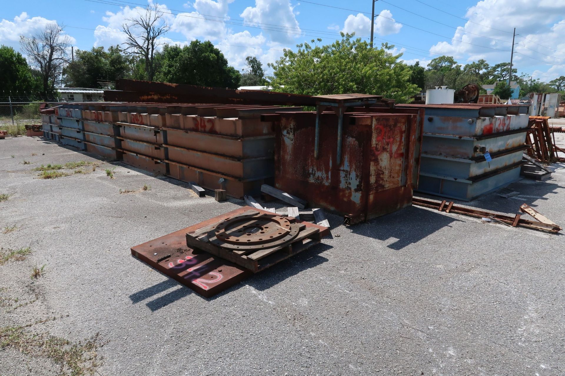 92" X 54" X 48" D FABRICATED STEEL TANKS (RED PAINT)