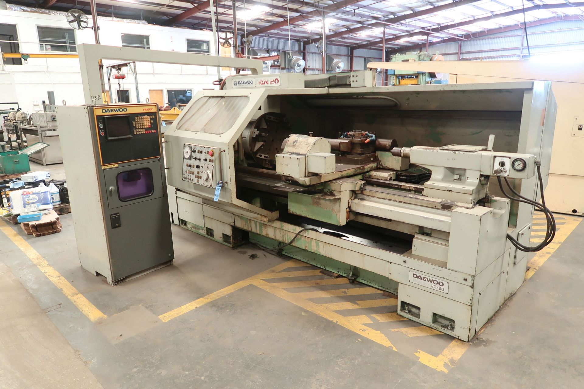 20" X 60" DAEWOO PAN-20 FLAT BED CNC LATHE; FANUC 6T CONTROL