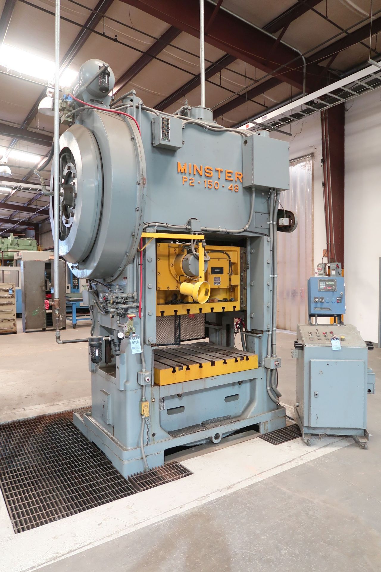 150 TON MINSTER MODEL P2-150-48 SSDC PRESS; S/N 19317, 48" X 40" BOLSTER, 50 - 100 SPM, 4" STROKE,