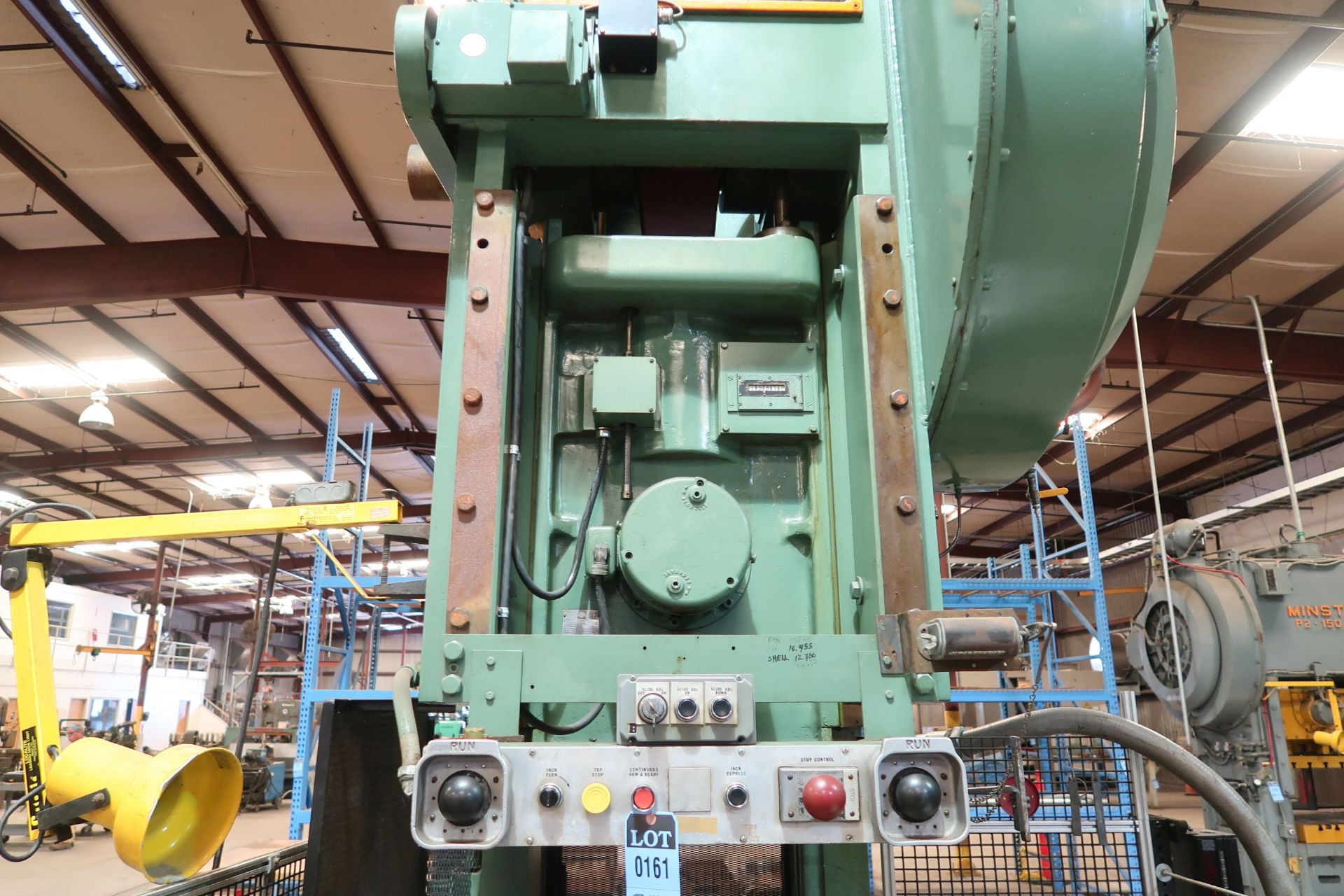 110 TON MINSTER NO. S1-110 GAP FRAME PRESS; S/N 14810, 8" STROKE, 70 SPM, 5" ADJ., 22" SHUT HEIGHT - Image 11 of 12